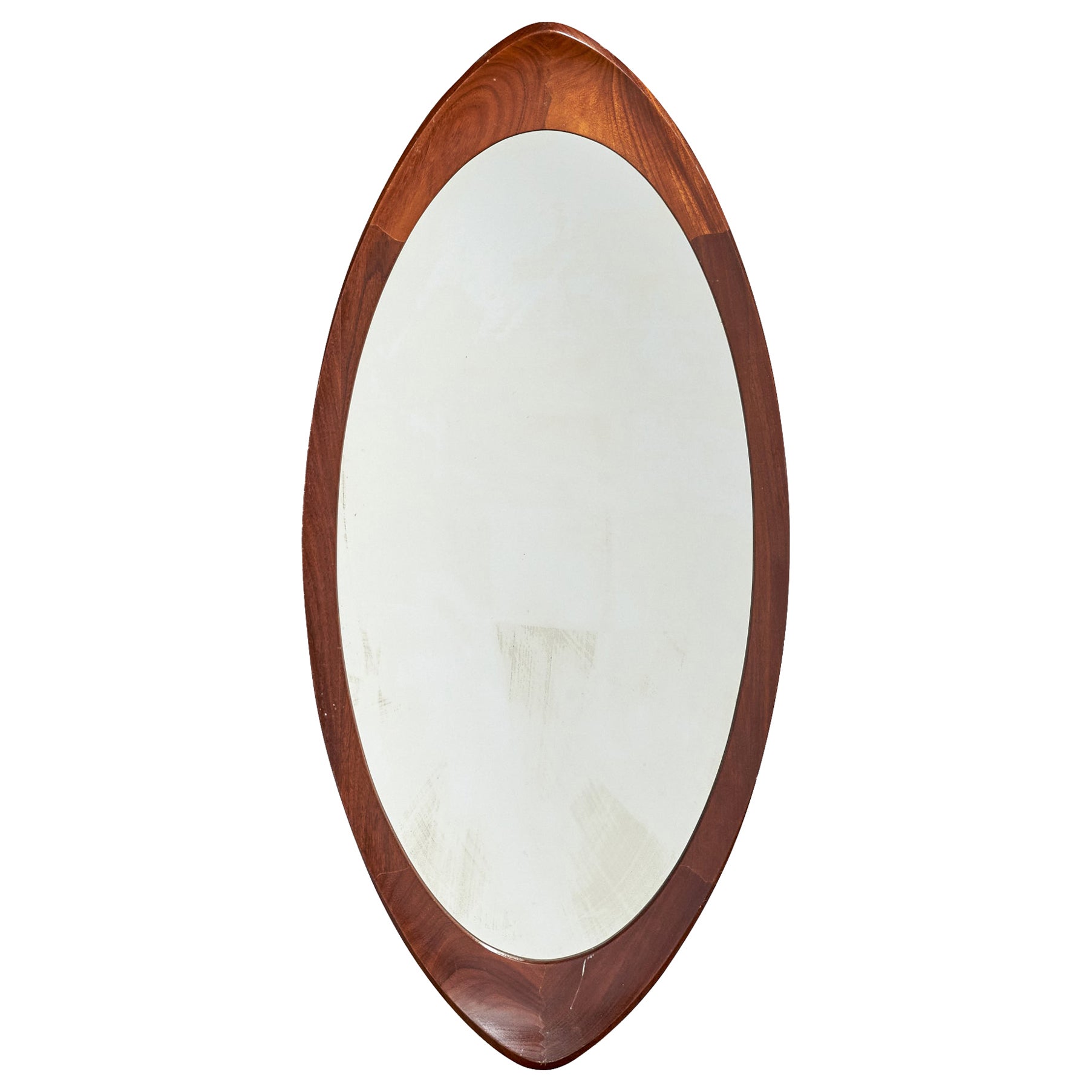Glas & Trä, Wall Mirror, Teak, Crystal Glass, Sweden, 1950s