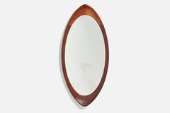 Glas & Trä, Wandspiegel, Teakholz, Kristallglas, Schweden, 1950er Jahre