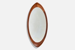 Glas & Trä, Wandspiegel, Teakholz, Kristallglas, Schweden, 1950er Jahre