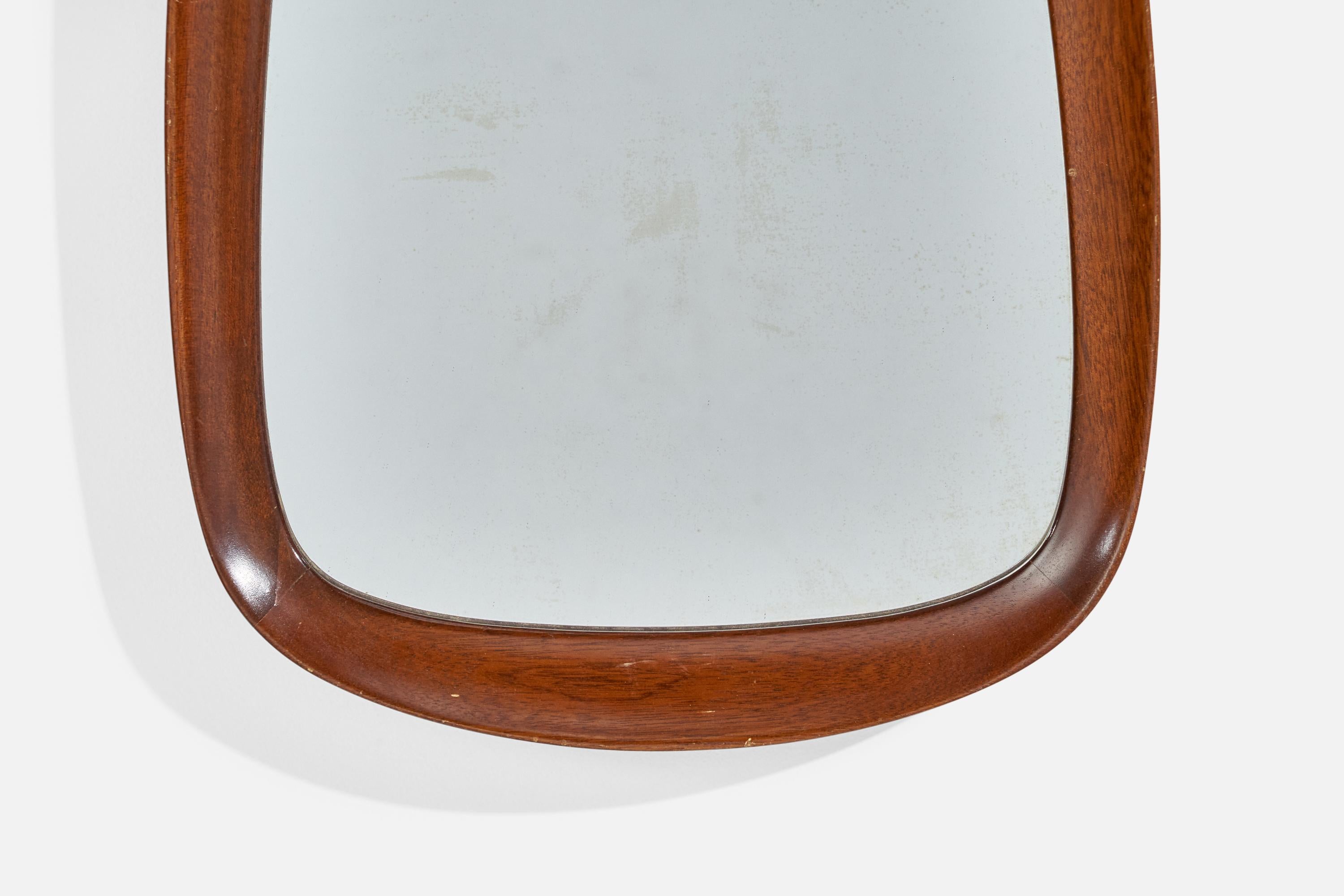 Glas & Trä, Wall Mirror, Teak, Sweden, 1950s In Good Condition For Sale In High Point, NC