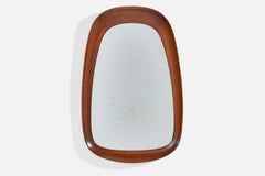 Vintage Glas & Trä, Wall Mirror, Teak, Sweden, 1950s