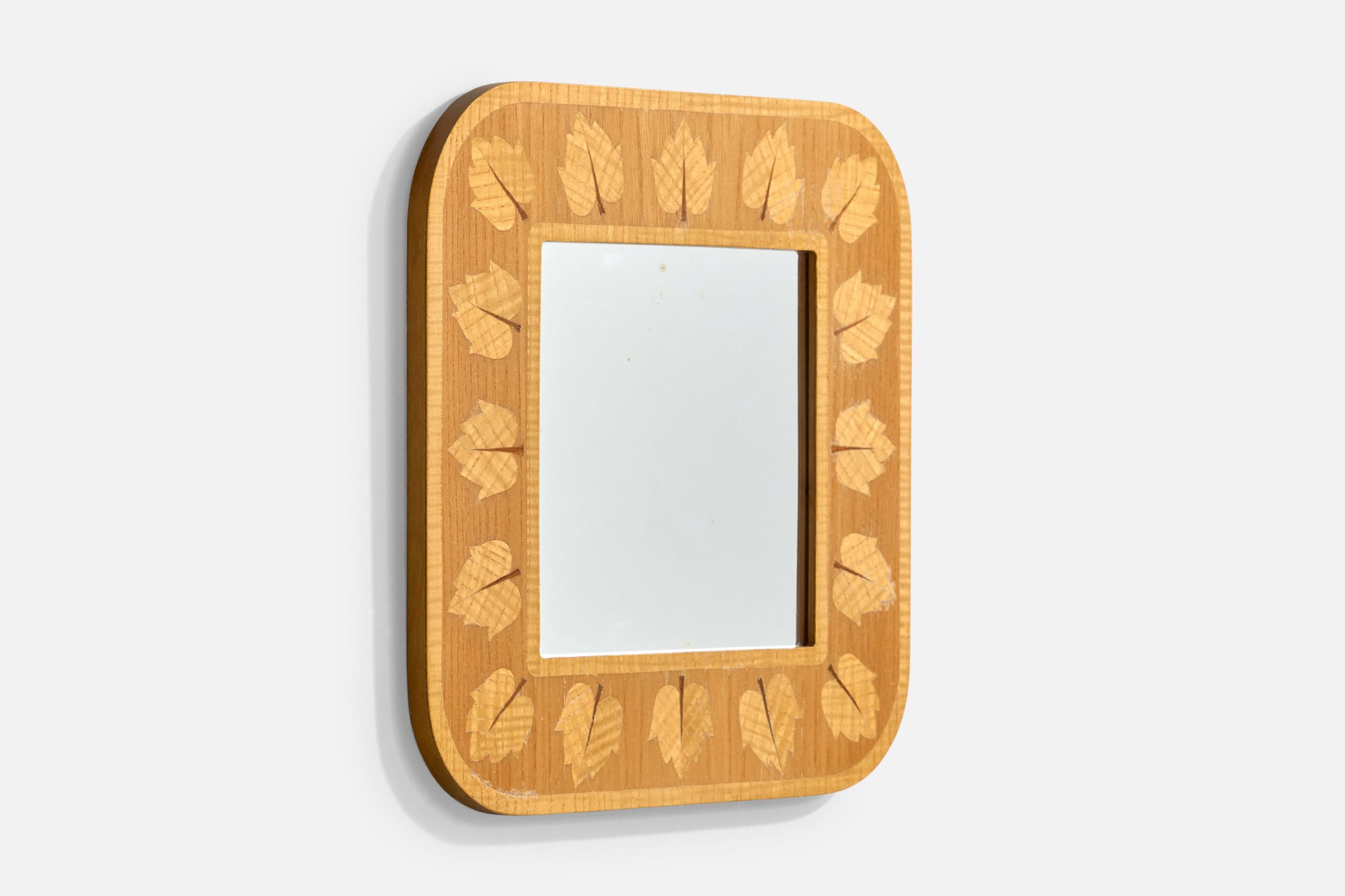 Glas & Trä, Wandspiegel, Holz, Schweden, 1960er Jahre (Moderne der Mitte des Jahrhunderts) im Angebot