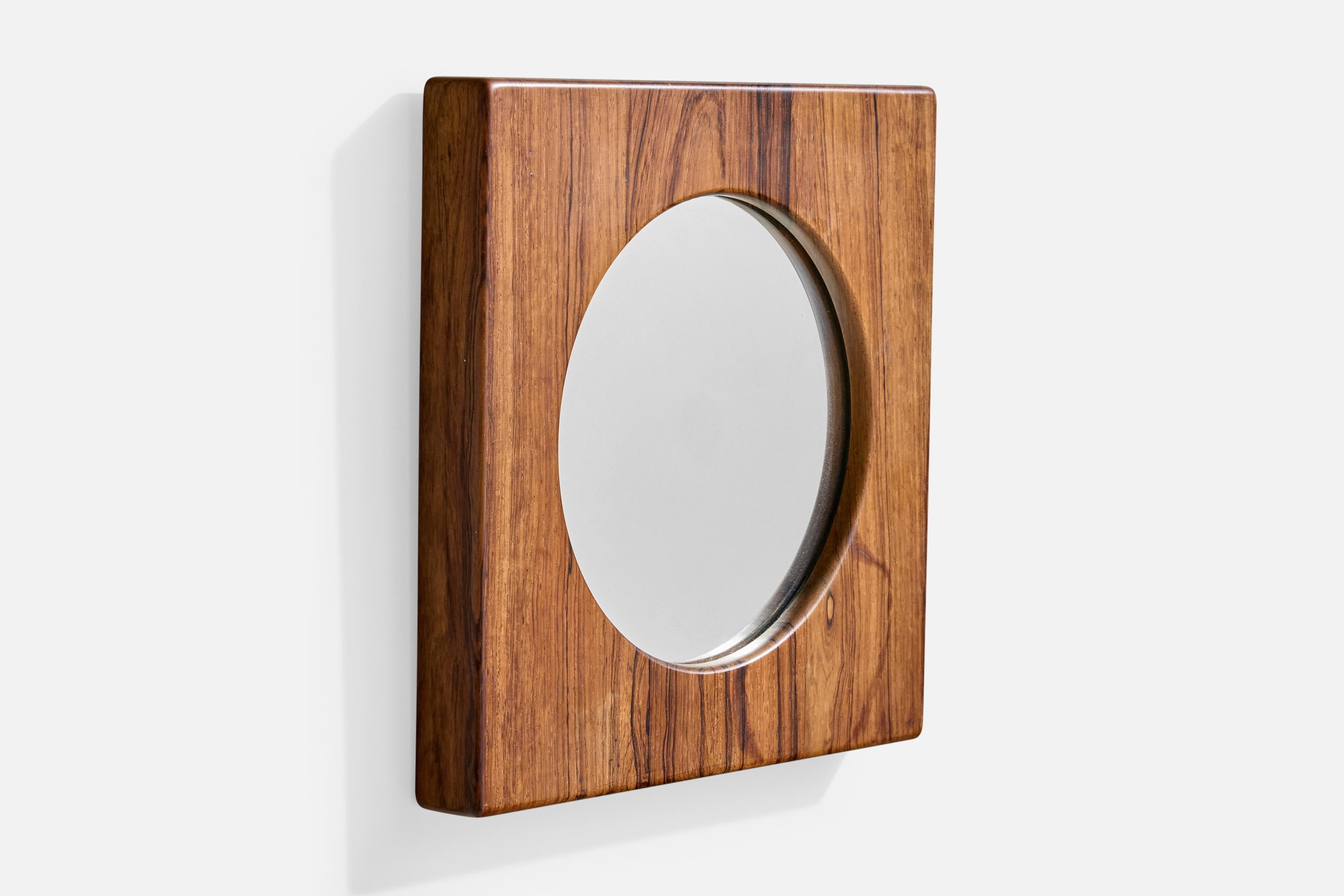 Mid-Century Modern Glas & Trä, miroir mural, Wood, Suède, années 1960 en vente
