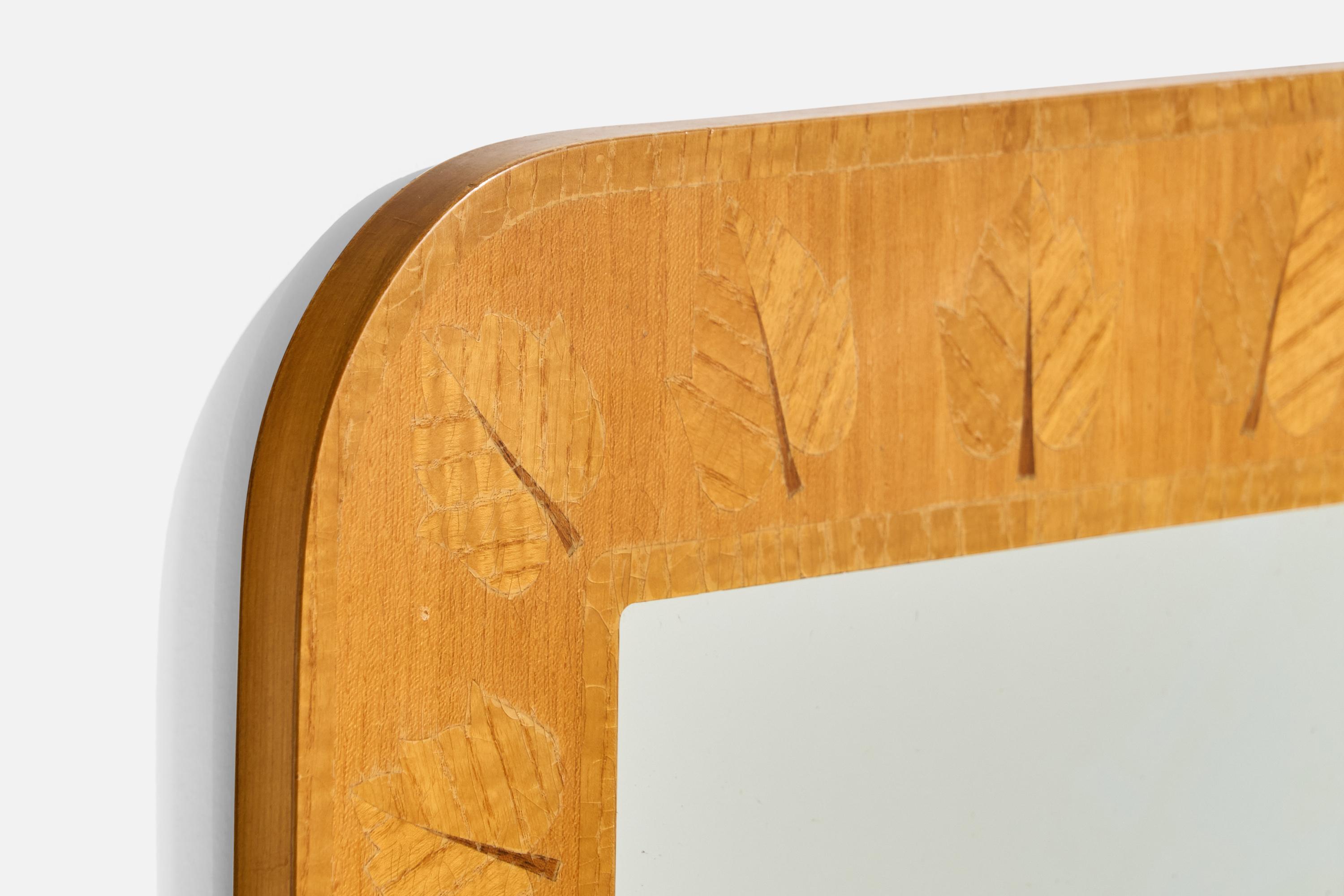 Glas & Trä, Wall Mirror, Wood, Sweden, 1960s In Good Condition For Sale In High Point, NC