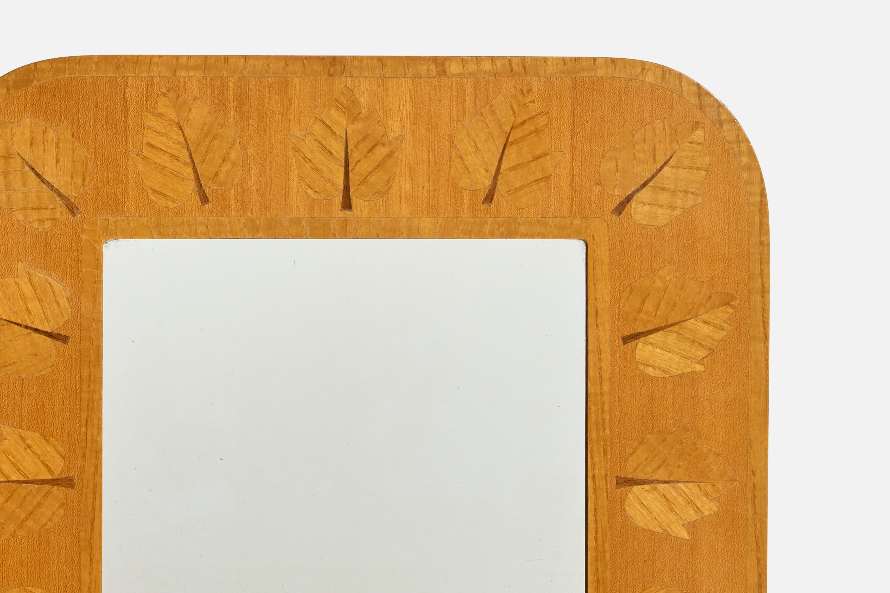 Mid-20th Century Glas & Trä, Wall Mirror, Wood, Sweden, 1960s For Sale