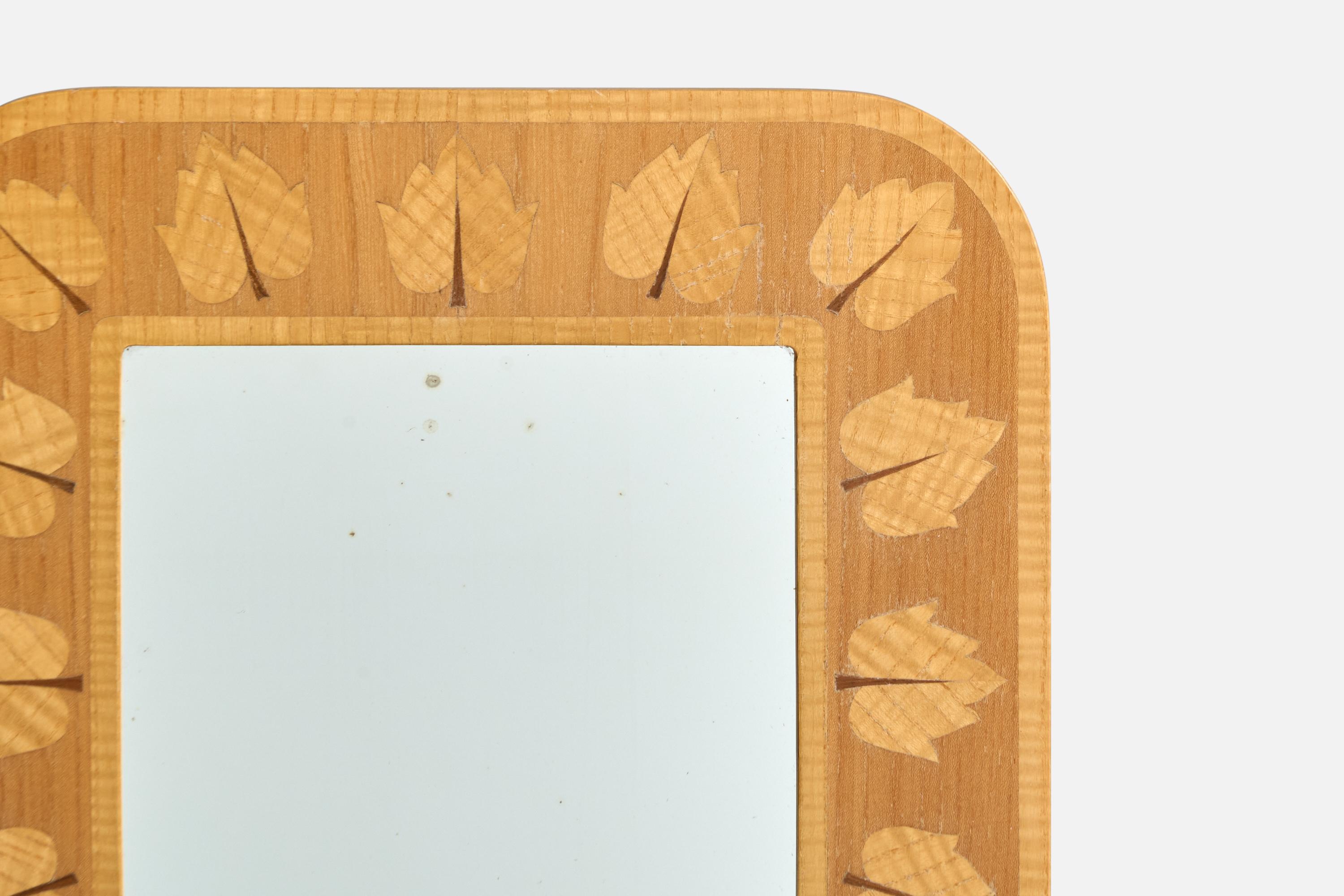 Glas & Trä, Wandspiegel, Holz, Schweden, 1960er Jahre im Zustand „Gut“ im Angebot in High Point, NC