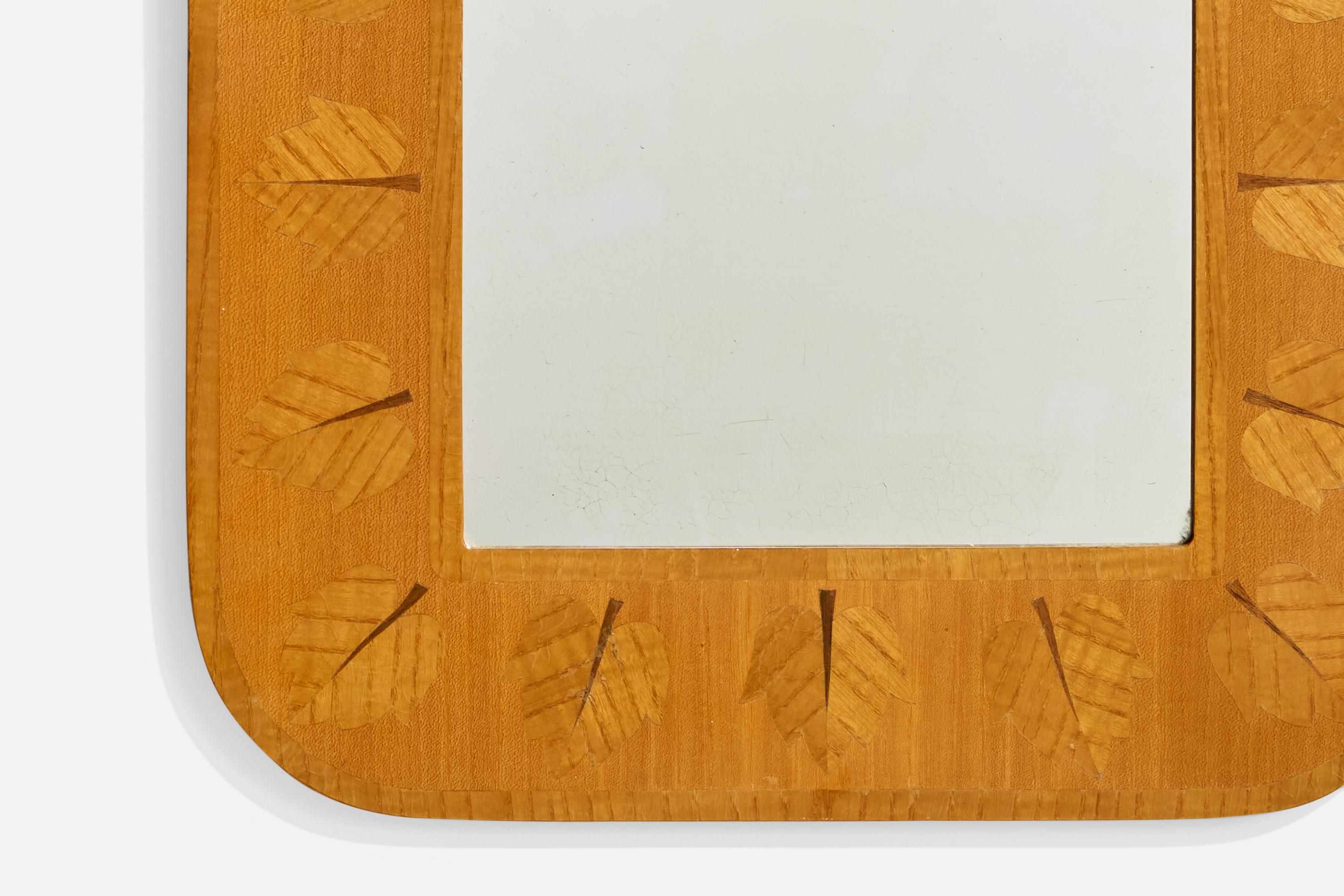 Glas & Trä, Wall Mirror, Wood, Sweden, 1960s For Sale 1