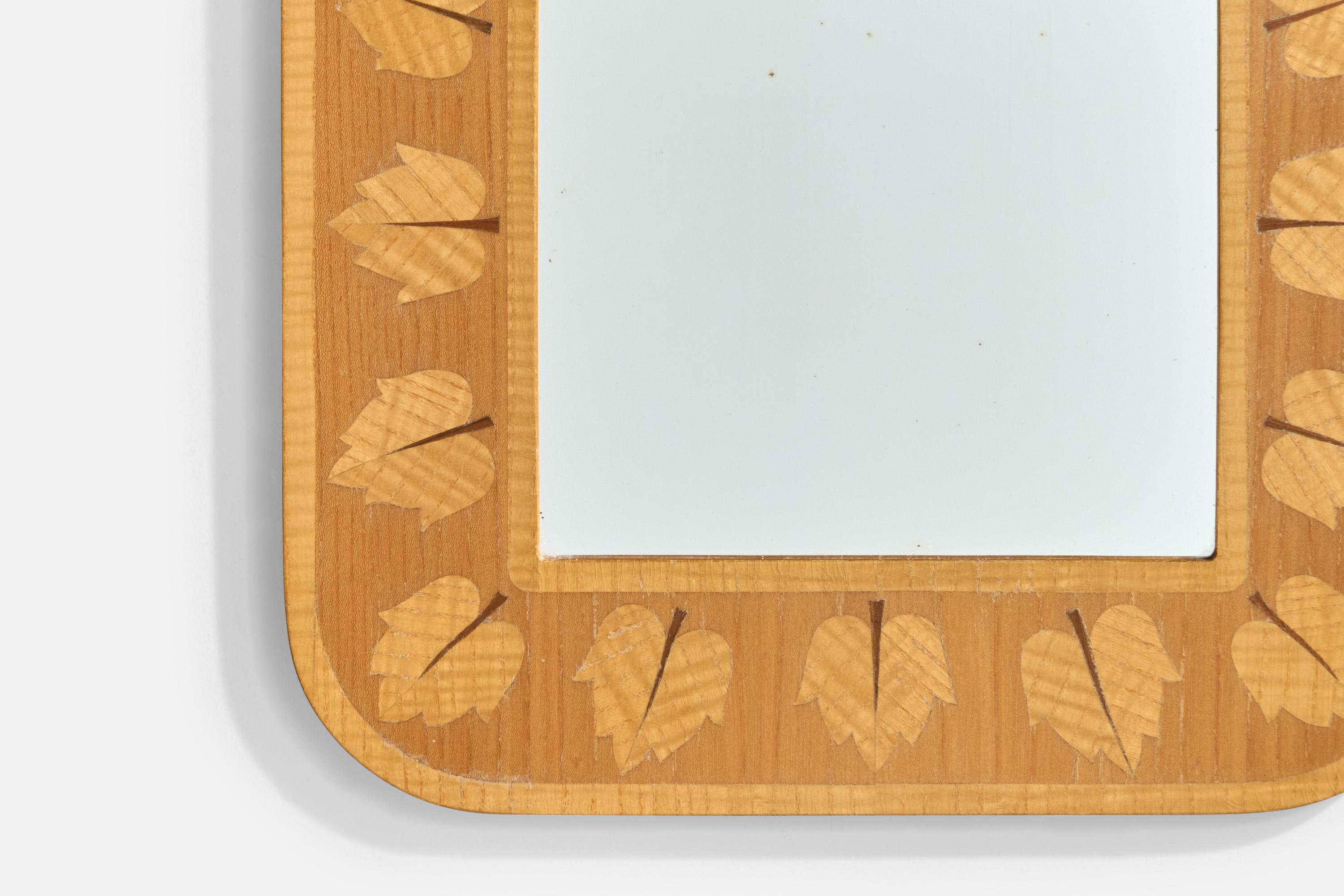 Glas & Trä, Wandspiegel, Holz, Schweden, 1960er Jahre (Mitte des 20. Jahrhunderts) im Angebot