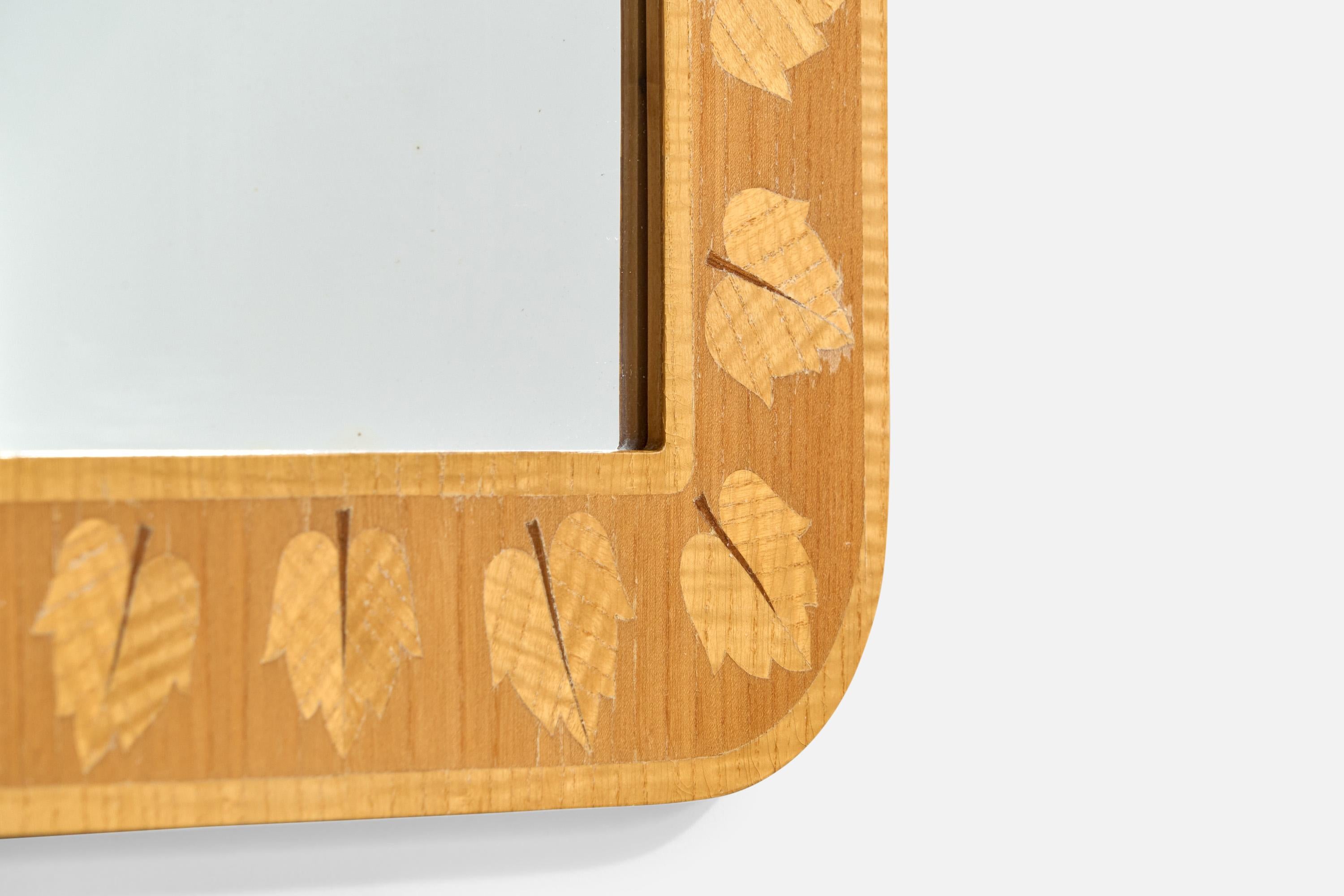 Glas & Trä, Wandspiegel, Holz, Schweden, 1960er Jahre im Angebot 1