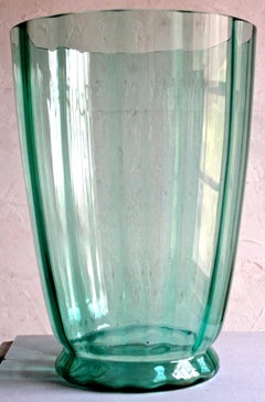 Glasfriek Leerdam A.D. Copier Large Green Glass Vase