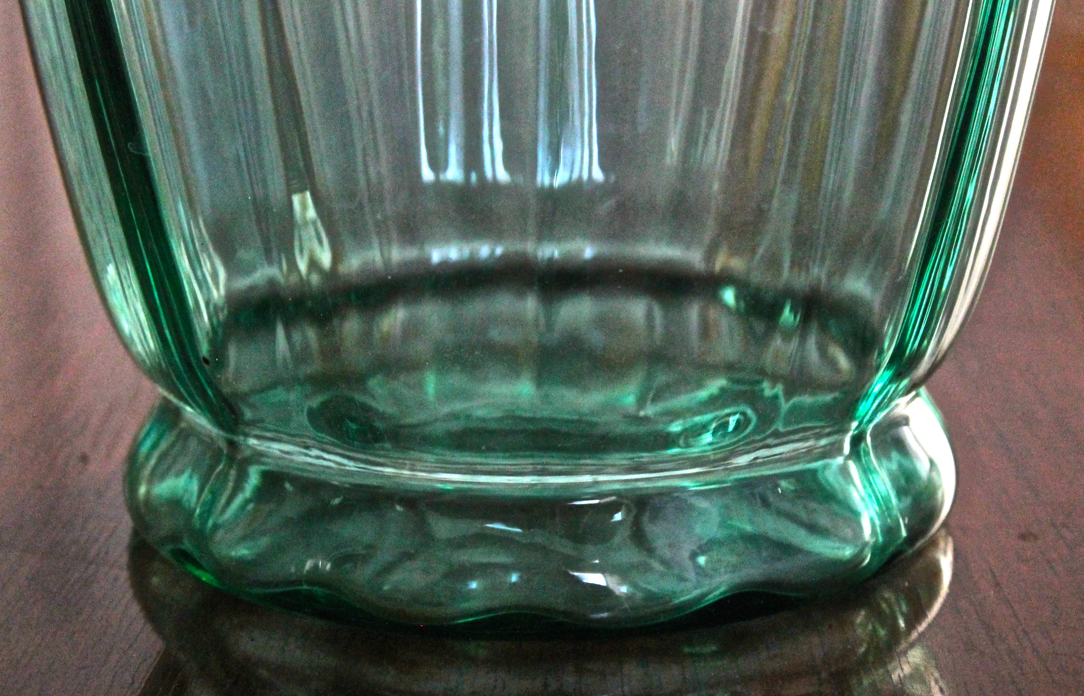 Dutch Glasfriek Leerdam A.D. Copier Large Green Glass Vase