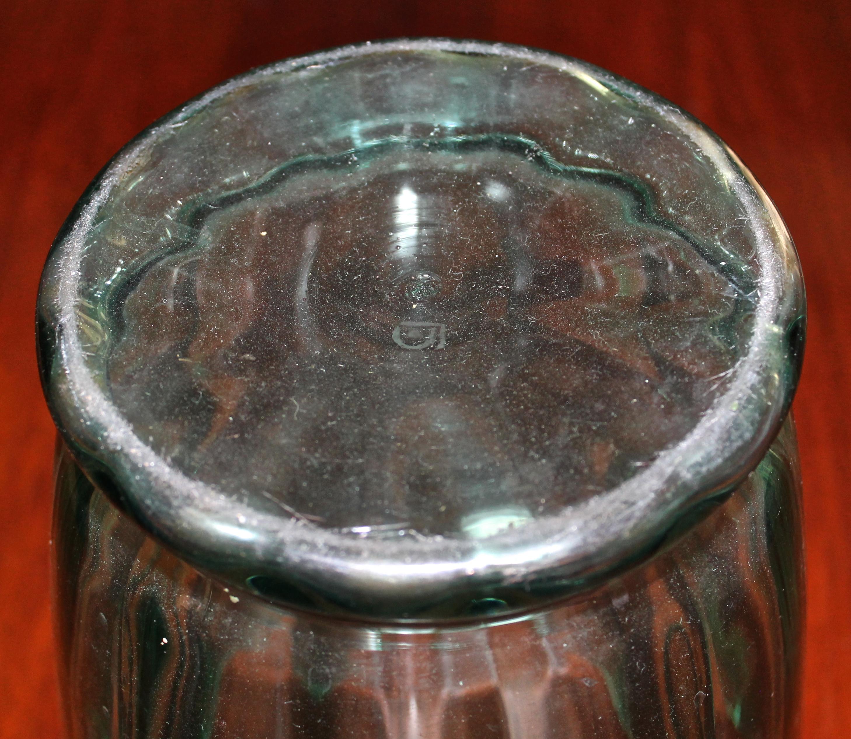 Hand-Crafted Glasfriek Leerdam A.D. Copier Large Green Glass Vase