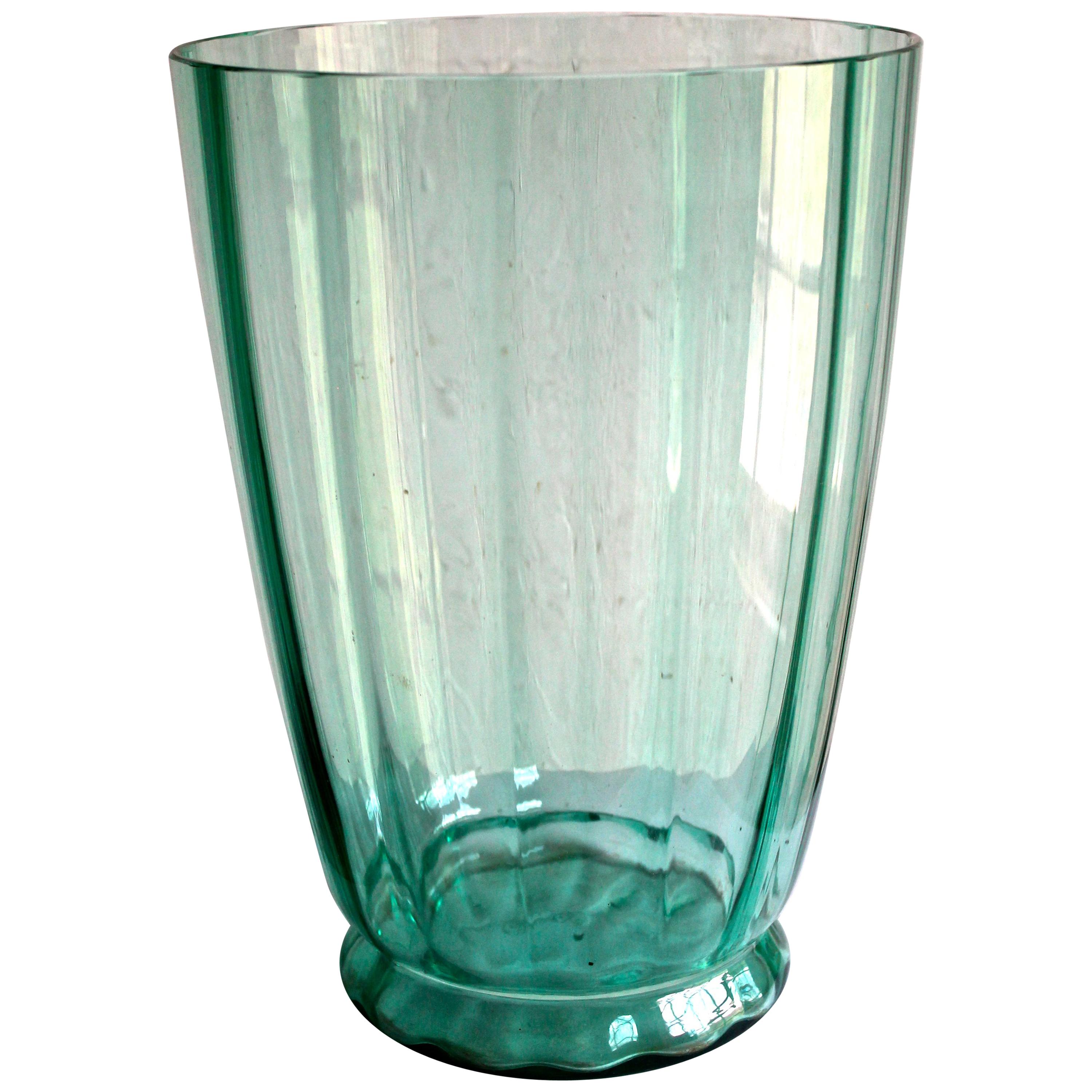 Glasfriek Leerdam A.D. Copier Large Green Glass Vase