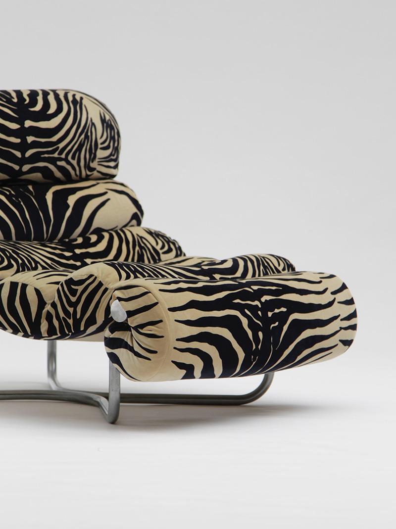 Zebra patterned lounge chair, model 'Glasgow', George Van Rijck, Belgium, 1970s.