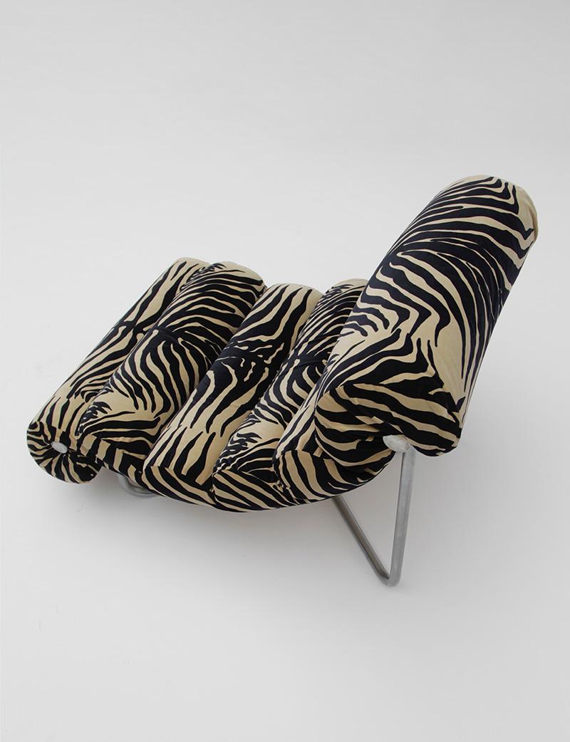 Stainless Steel Glasgow Chair by George Van Rijck in Zebra Pattern