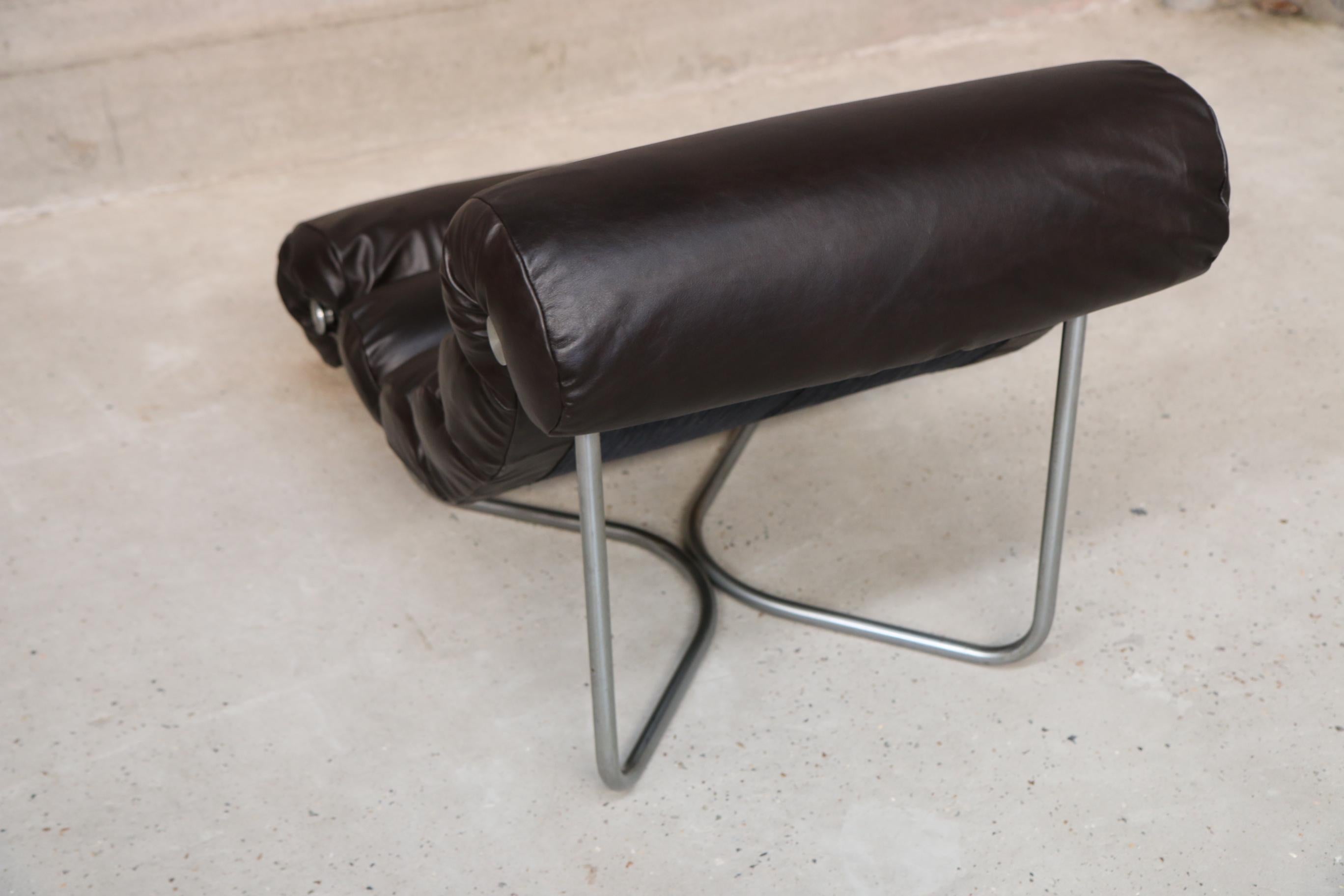 Leather Glasgow Lounge Chair with Ottoman by Georges van Rijck for Beaufort