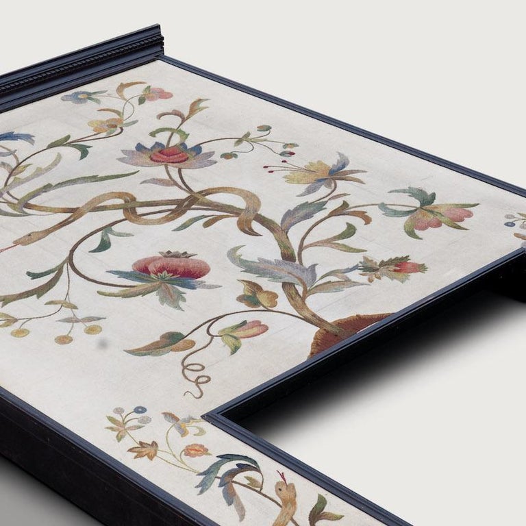 Embroidered Glasgow School Arts & Crafts Oak and Crewelwork Fire Surround, circa 1900 For Sale