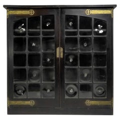 Glasgow School Green Stained Cypress Wood, Glazed Bookcase Mackintosh Attributed