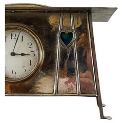 Glasgow School Mantel Clock With Inset Enamel Hearts