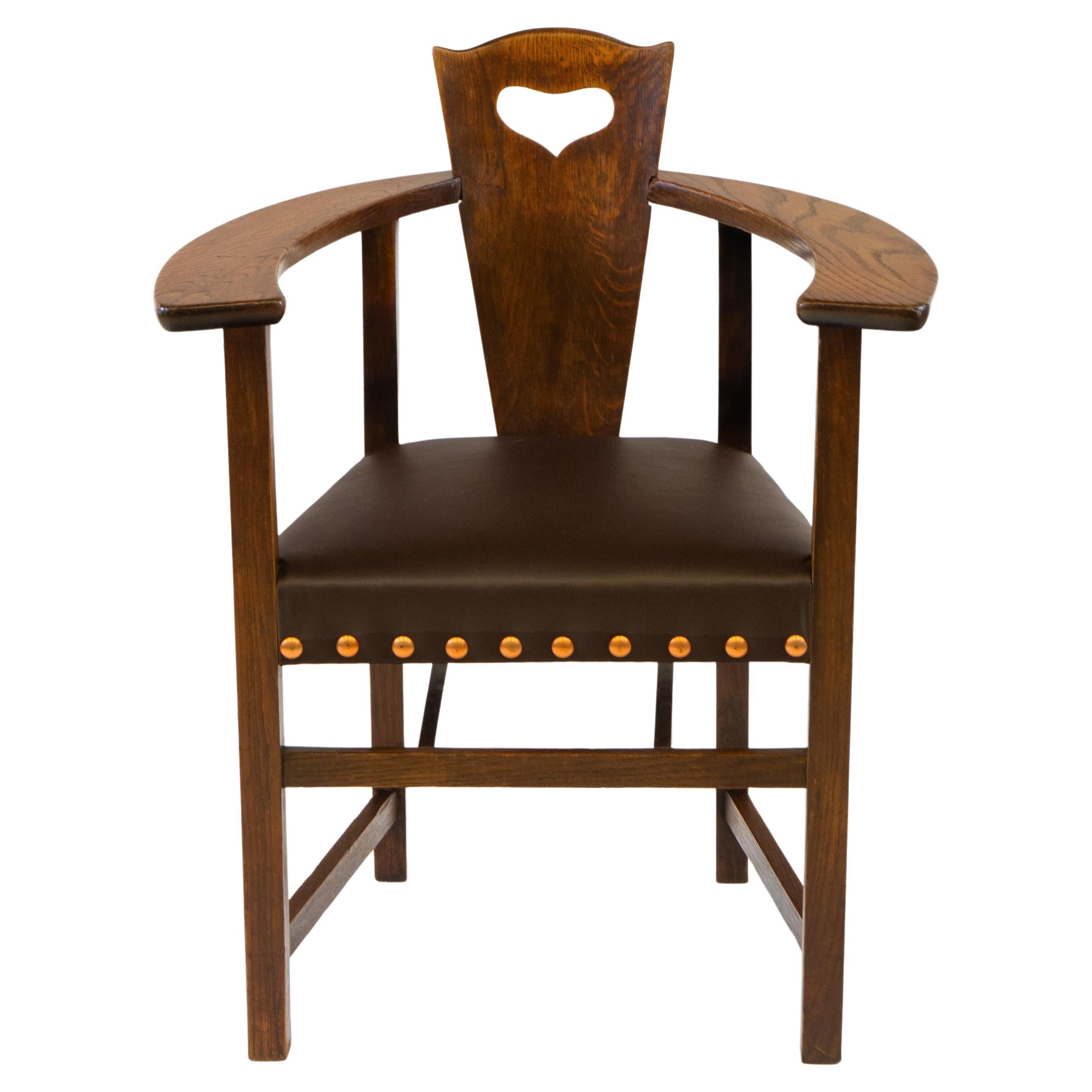 Glasgow School Oak Armchair George Walton Style 'Abingwood' Liberty & Co For Sale