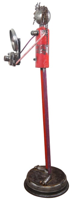 Glashoff Industrial Iron "Camera Girl" Sculpture Metal Art Figure