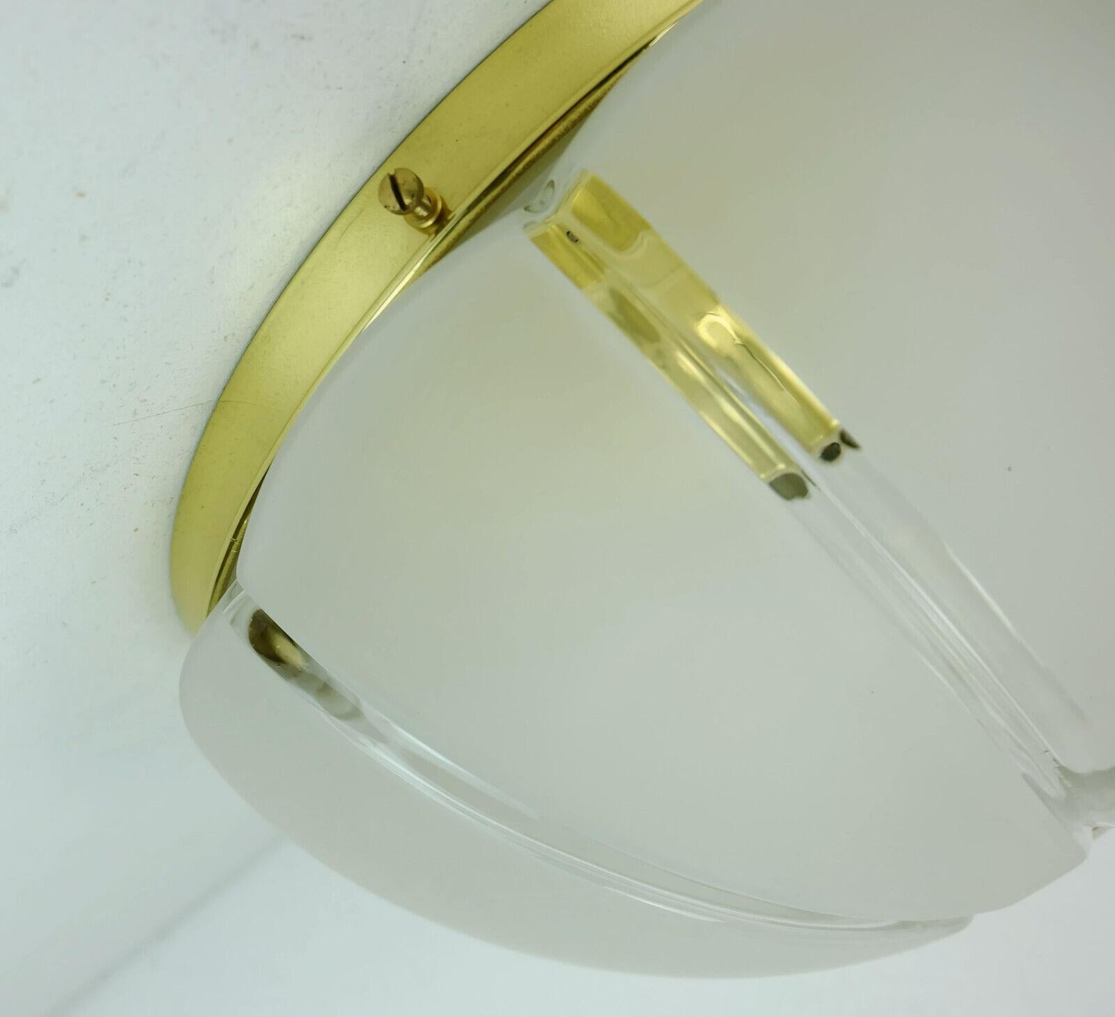 Glashuette Limburg Ceiling Lamp Sconce Glass and Brass 1970s, 2 Available In Good Condition For Sale In Mannheim, DE