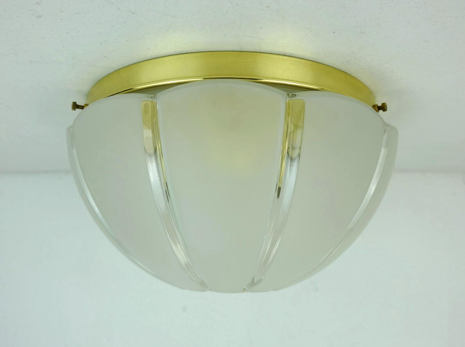 Late 20th Century Glashuette Limburg Ceiling Lamp Sconce Glass and Brass 1970s, 2 Available For Sale