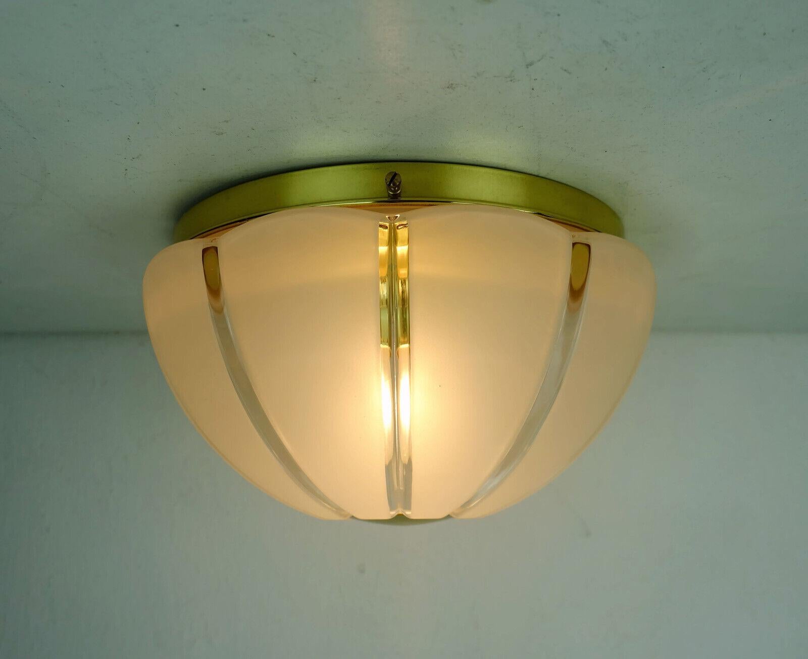 Glashuette Limburg Ceiling Lamp Sconce Glass and Brass 1970s, 2 Available For Sale 1