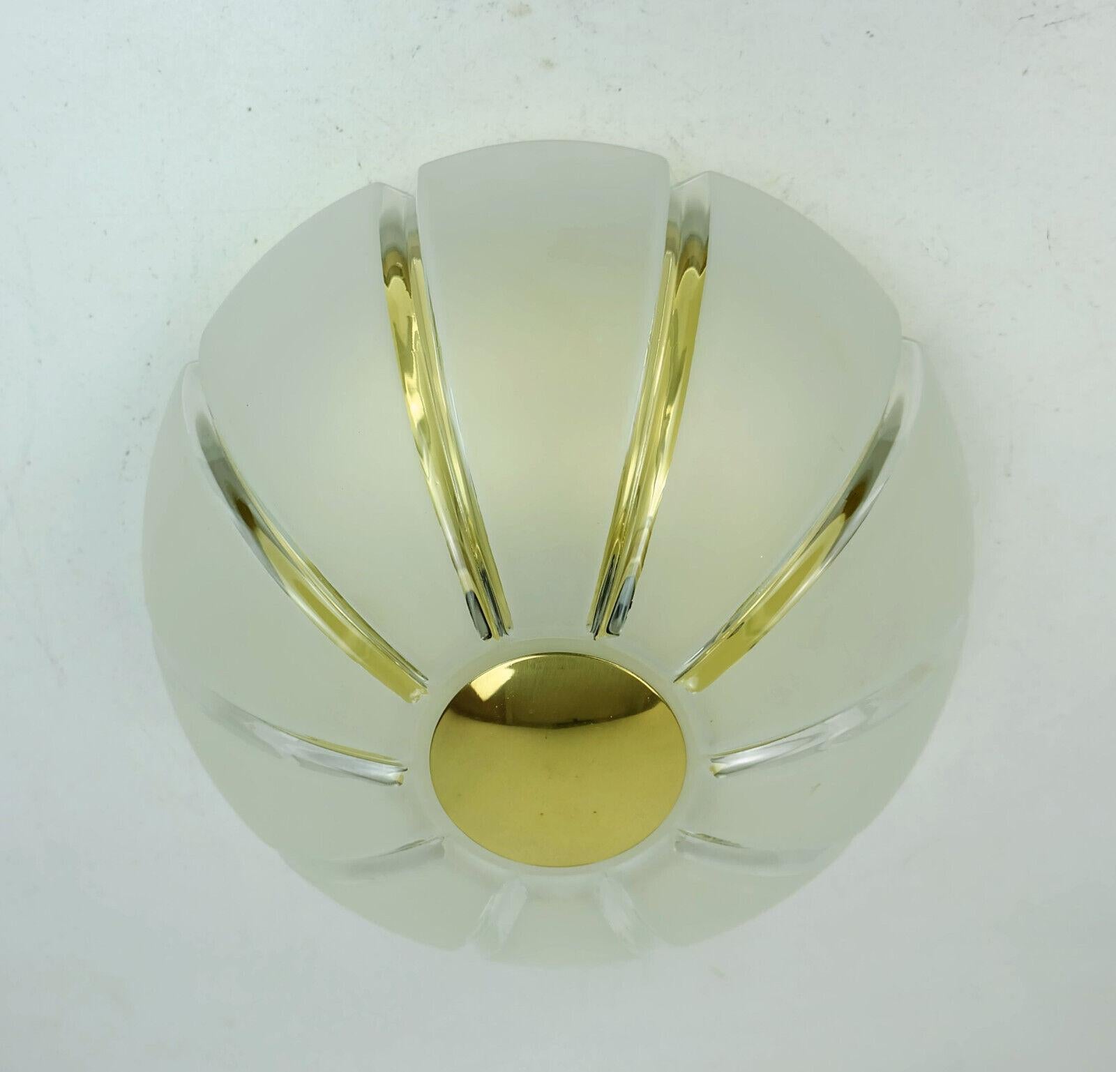 Glashuette Limburg Ceiling Lamp Sconce Glass and Brass 1970s, 2 Available For Sale 3