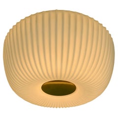 Glashuette Limburg Ceiling Lamp Sconce White Glass and Brass, 1970s