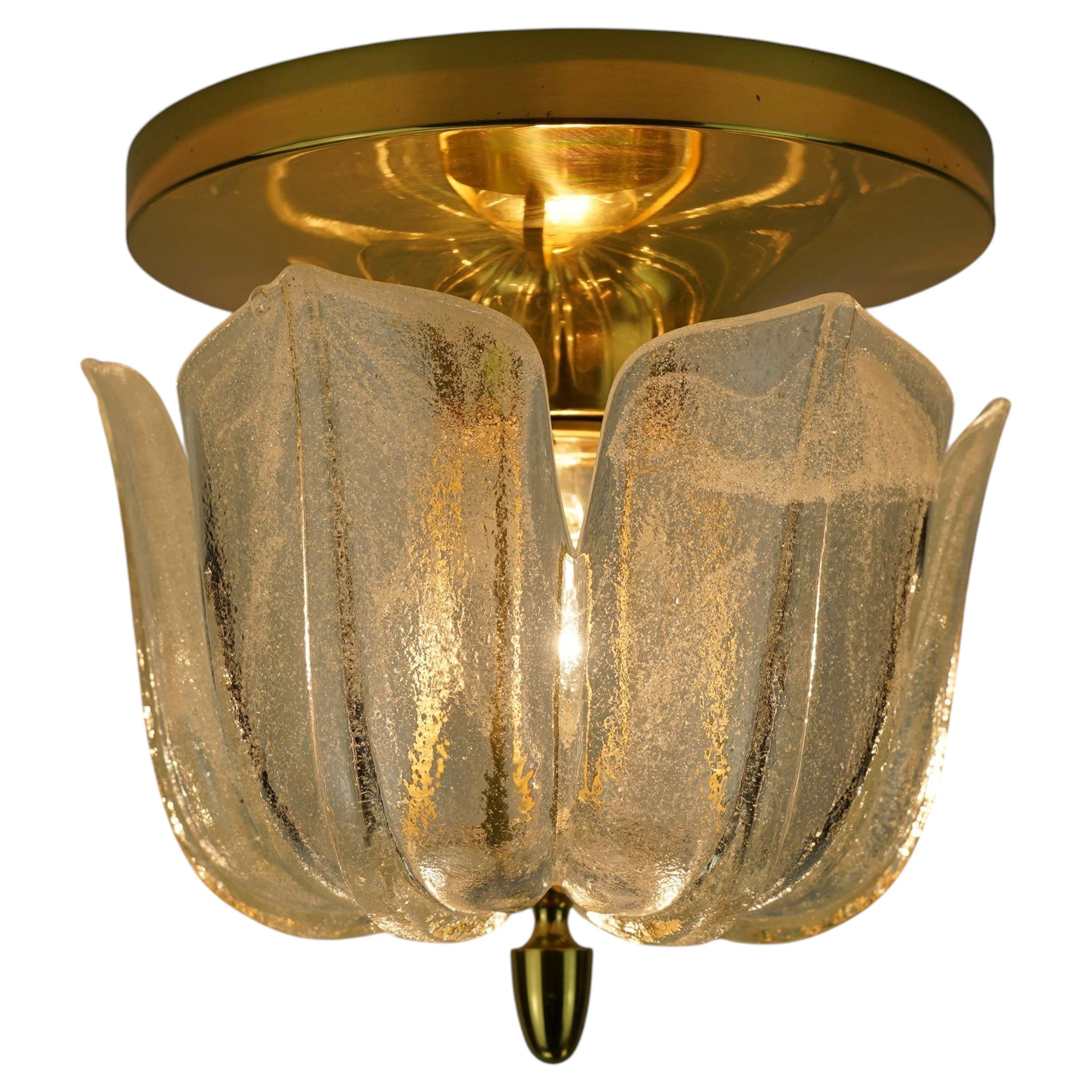 glashuette limburg CEILING LIGHT model A475 flower-shaped glass 1970s For Sale