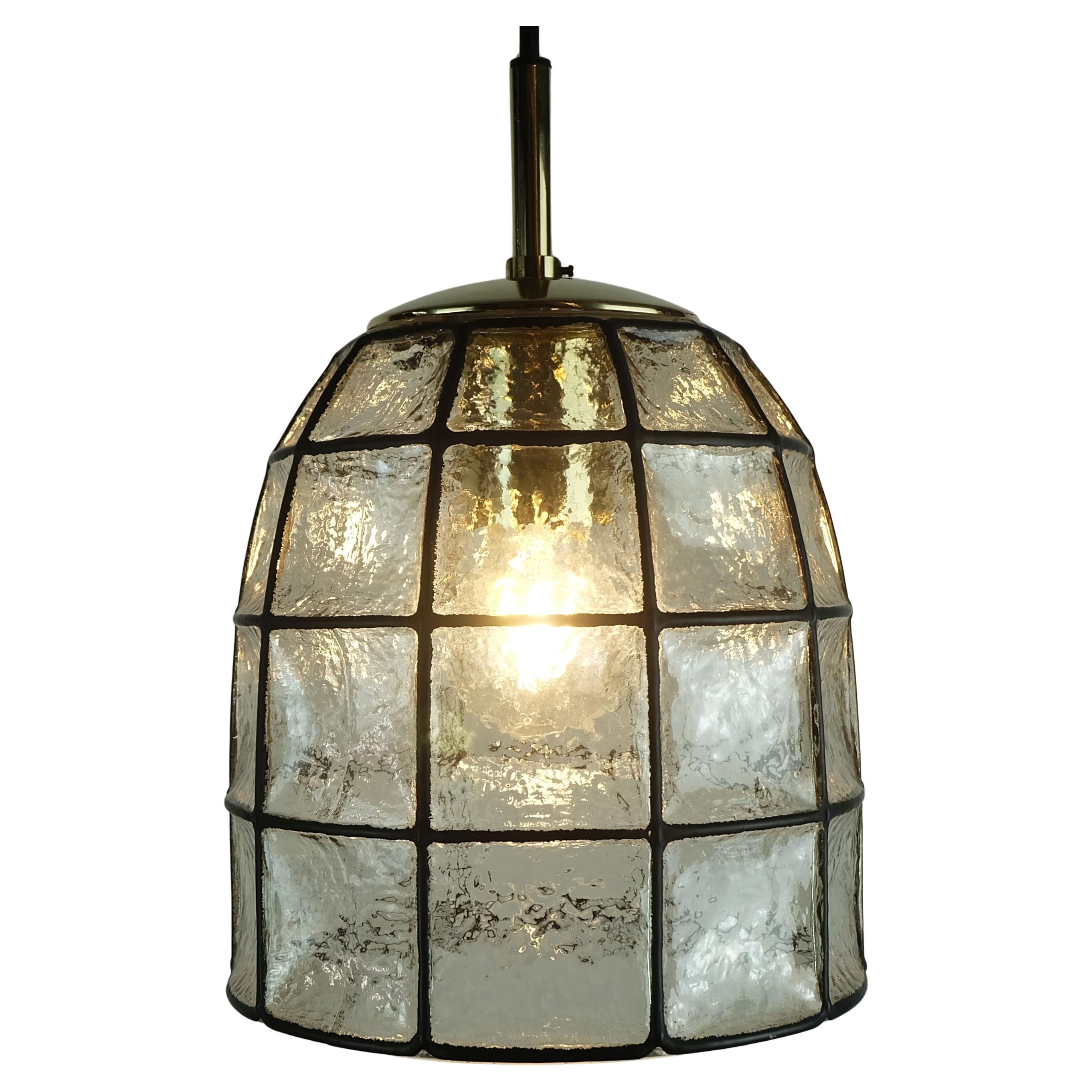 Lampada a sospensione in vetro glashuette Limburg 1960
s 70
s modello 4184