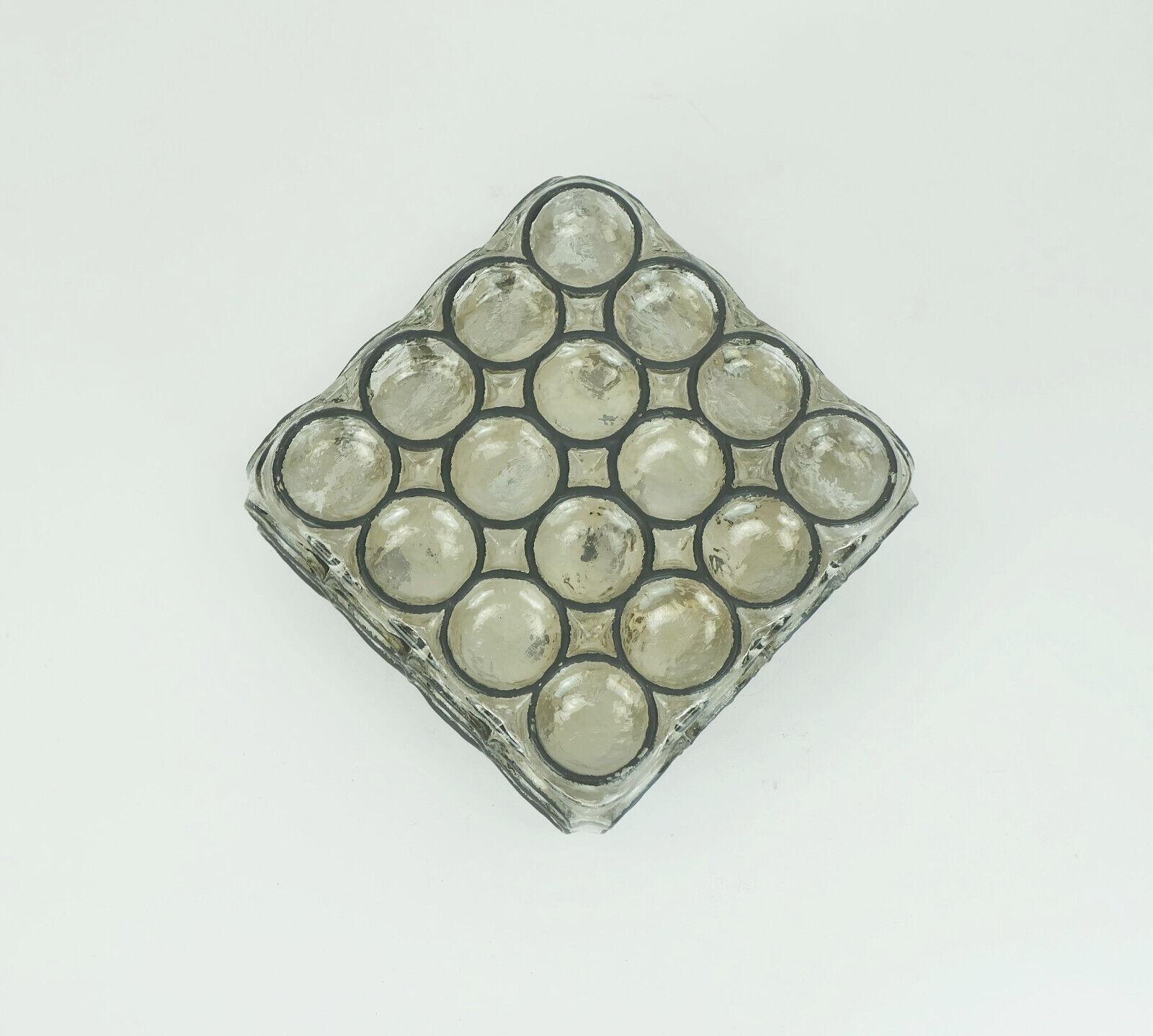glashuette limburg SCONCE or ceiling fixture glass with iron ring decor 1960s 70 For Sale 4