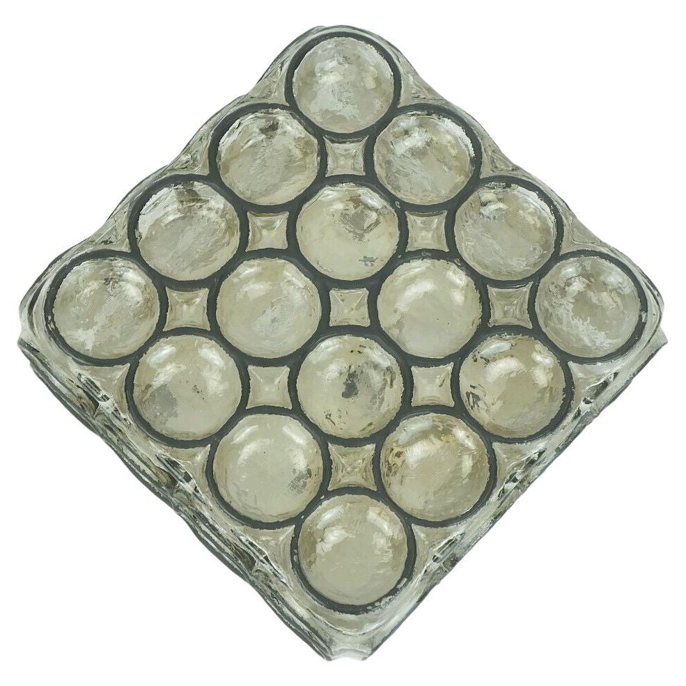 glashuette limburg SCONCE ou plafonnier verre avec anneau fer décor 1960s 70
