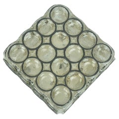 Glas glashuette limburg SCONCE oder Deckenleuchte Glas mit Eisenringdekor 1960er 70