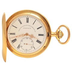 Vintage Glashutte Hunter Prazisions uhren Fabrik Pocket Watch 18 kt Enamel Dial