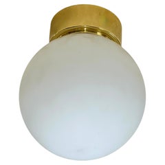 Glashütte Limburg Brass and White Glass Flush Mount Ceiling Lights, Germany
