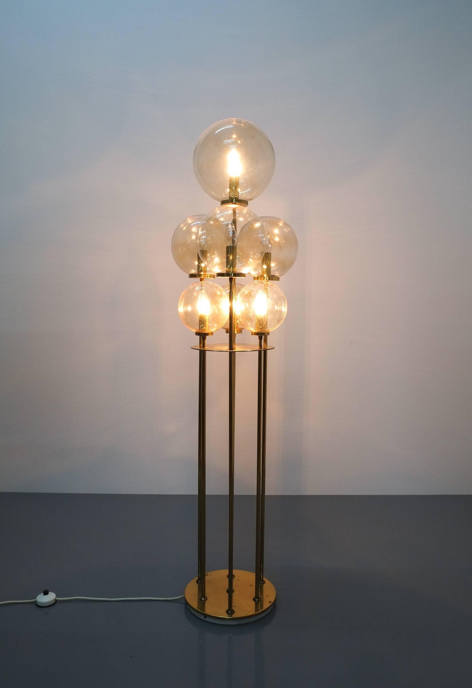 Mid-Century Modern Limburg Brass Glass Floor Lamp, Germany 1960 For Sale