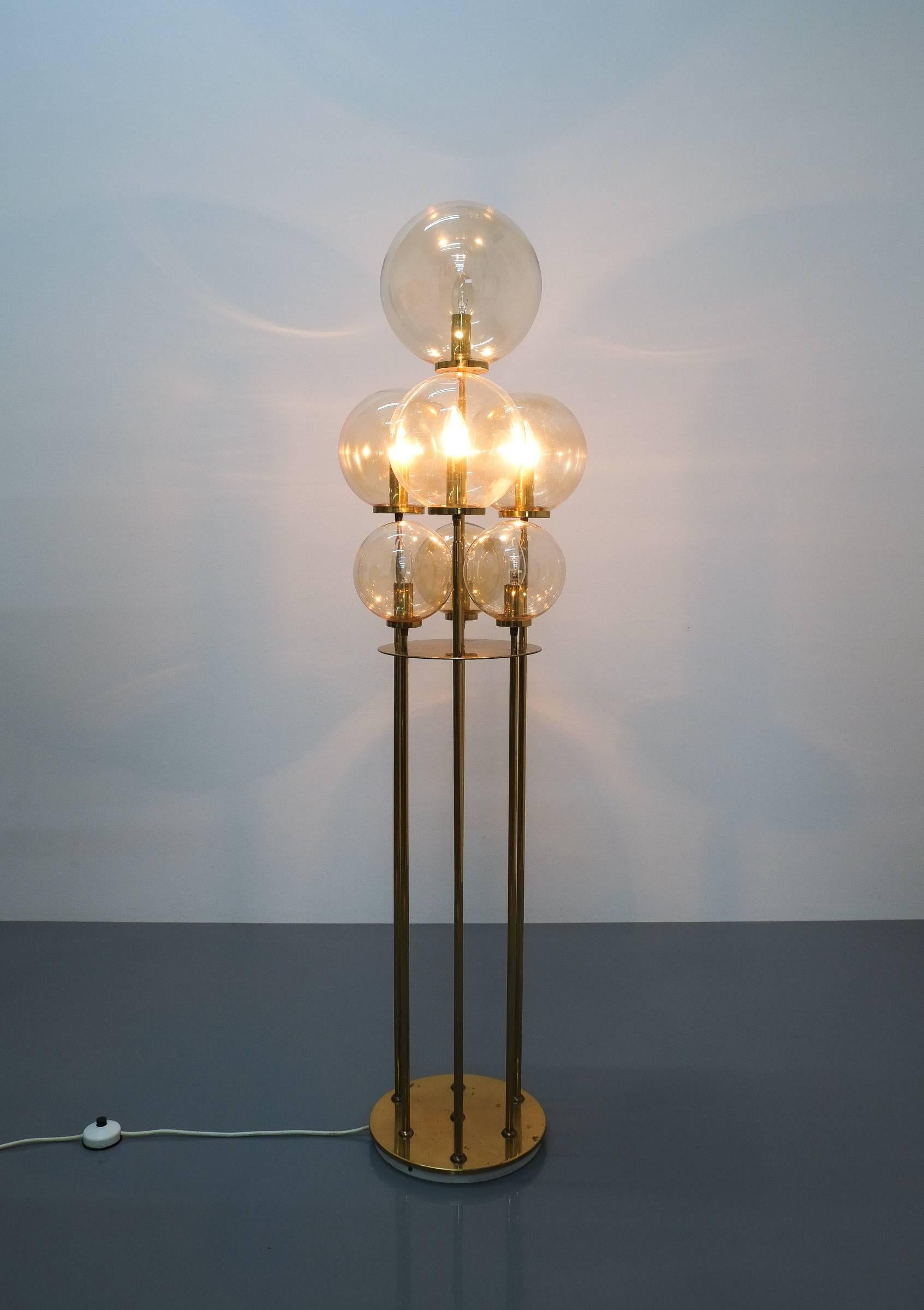 Limburg Brass Glass Floor Lamp, Germany 1960 In Good Condition For Sale In Vienna, AT