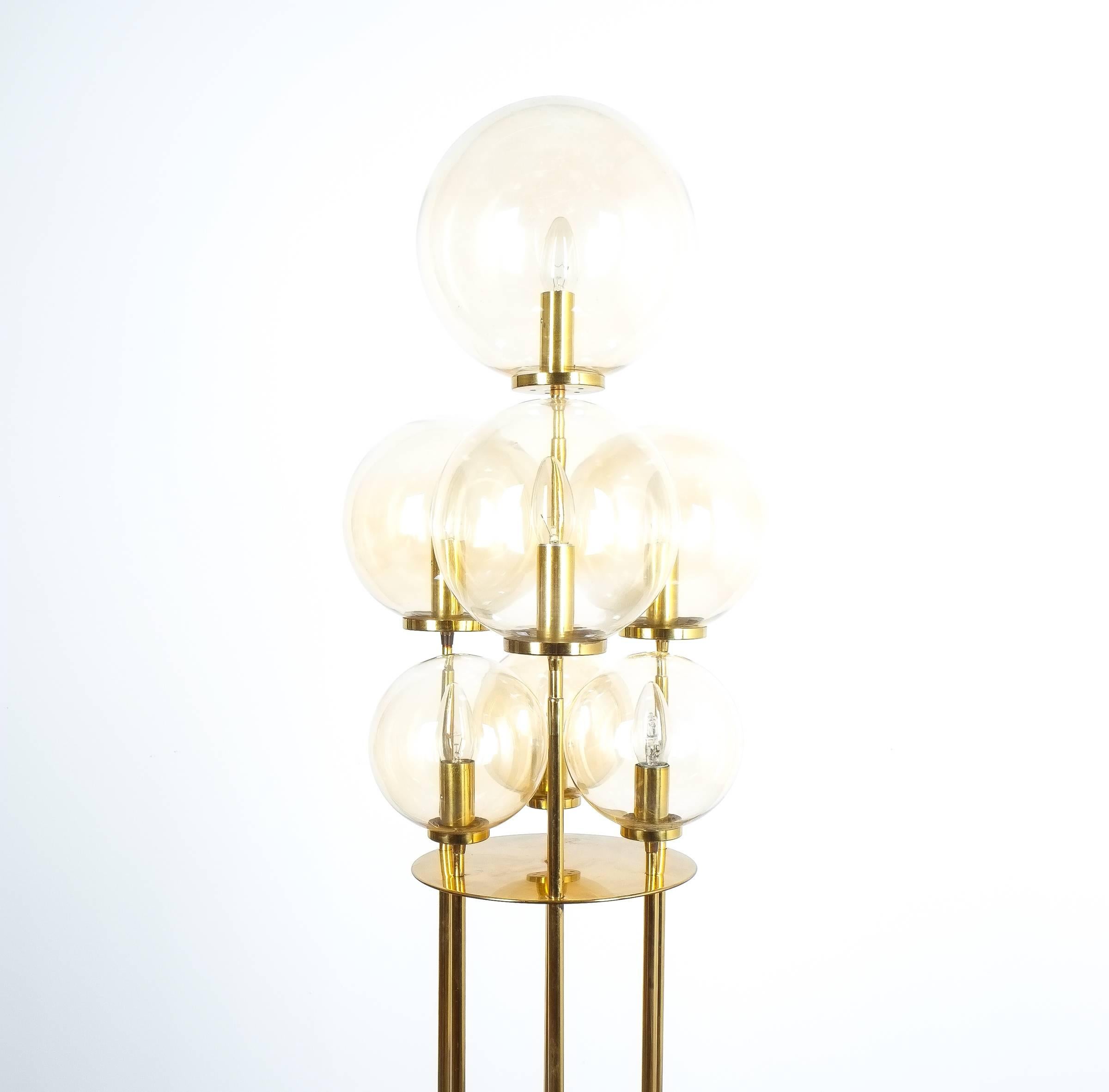 Mid-20th Century Limburg Brass Glass Floor Lamp, Germany 1960 For Sale