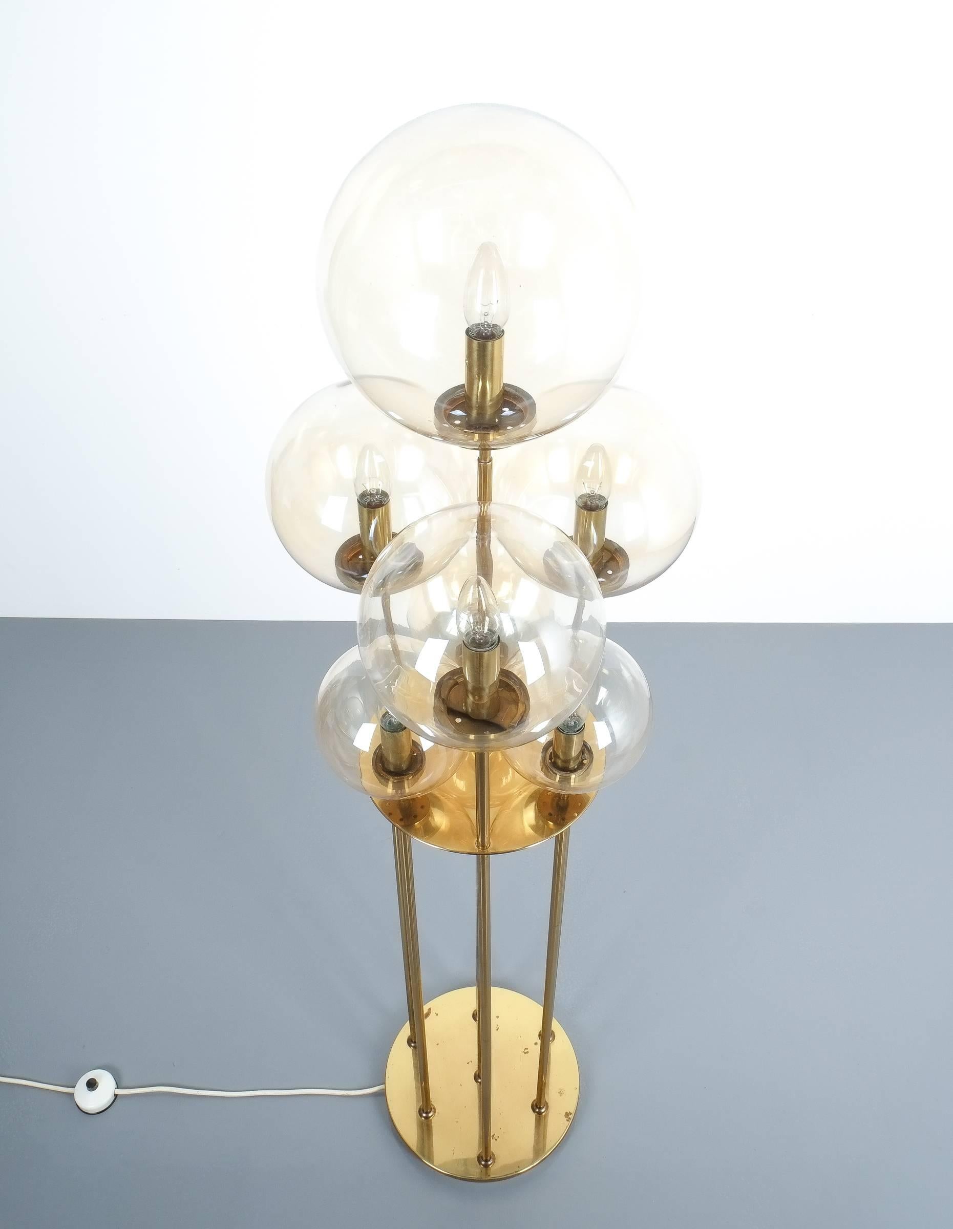 Limburg Brass Glass Floor Lamp, Germany 1960 For Sale 1