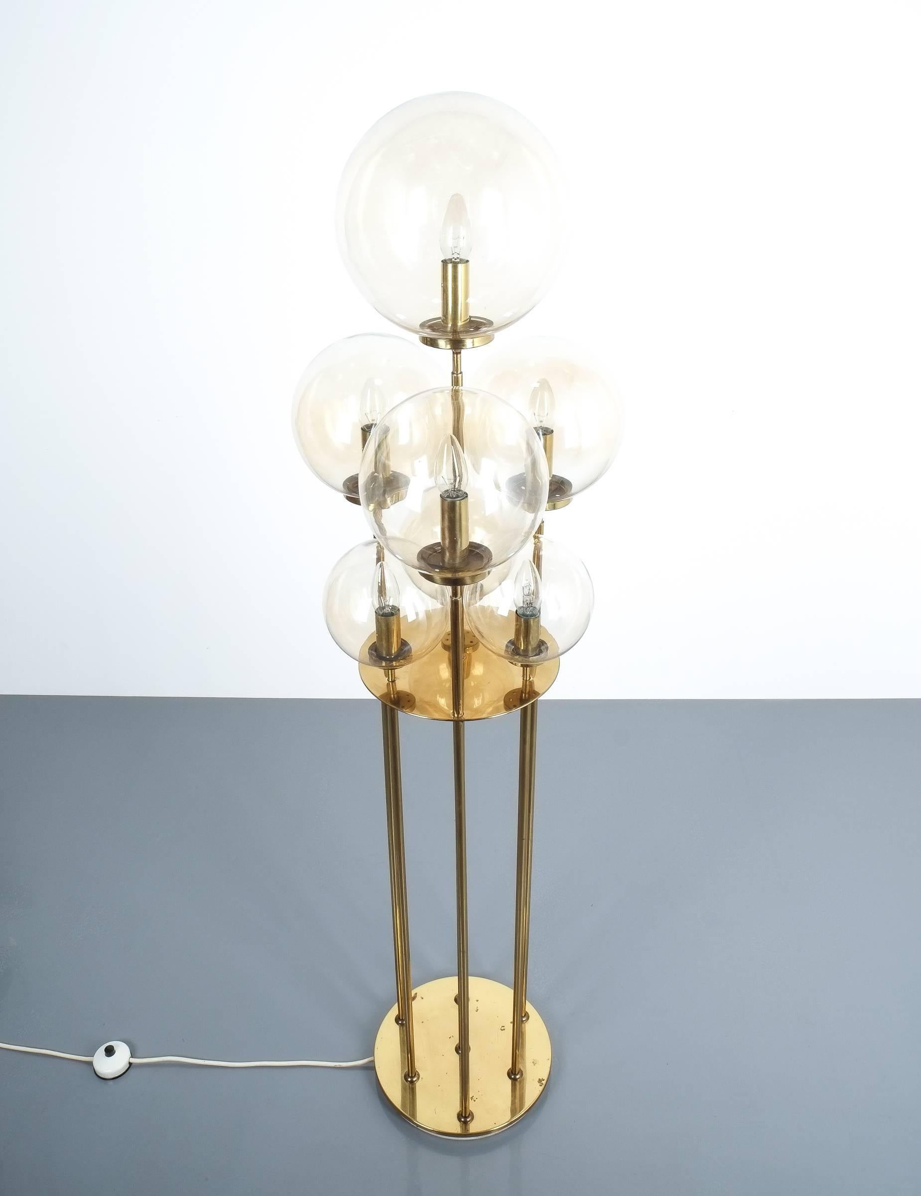Limburg Brass Glass Floor Lamp, Germany 1960 For Sale 3