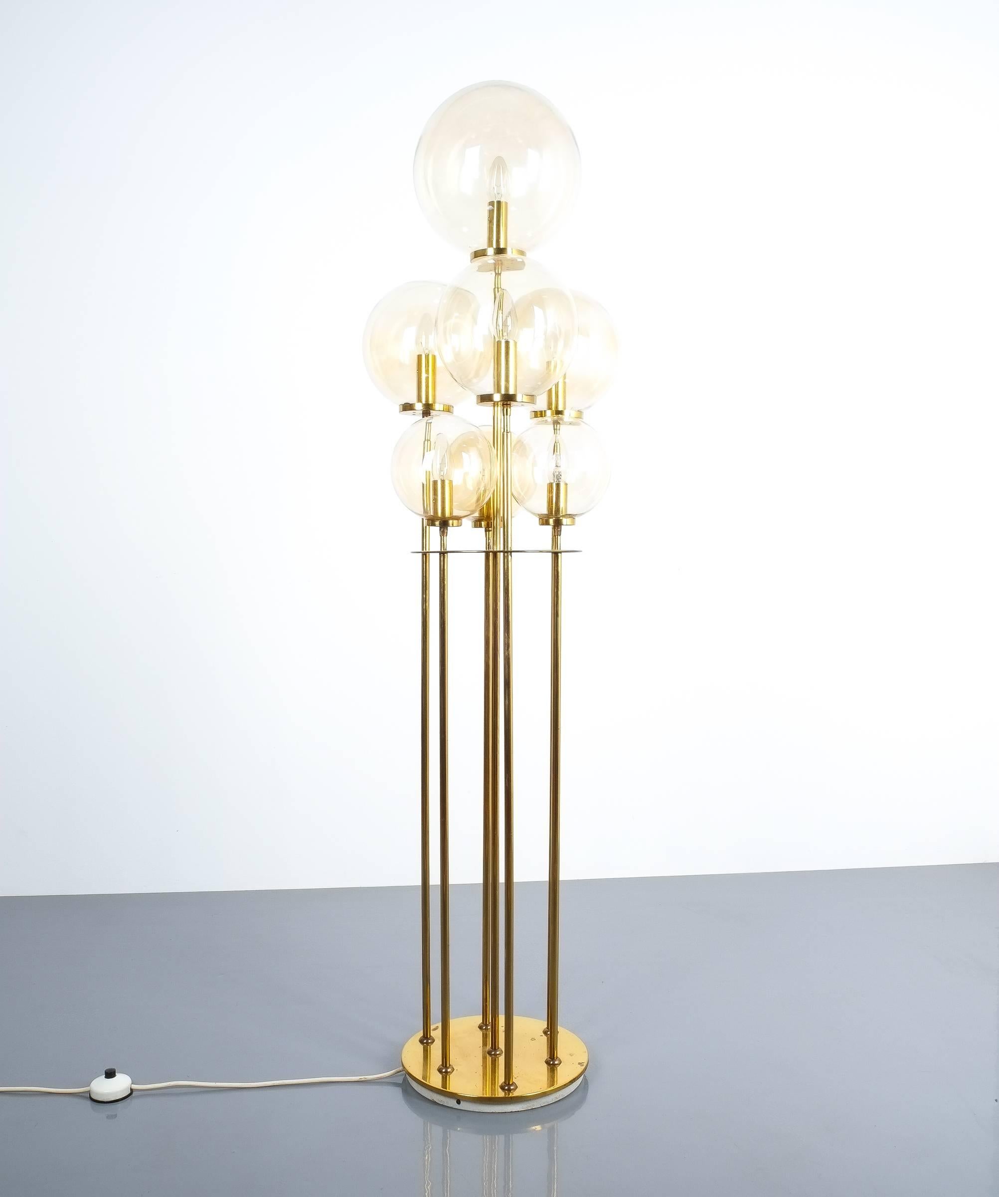 Limburg Brass Glass Floor Lamp, Germany 1960 For Sale 4