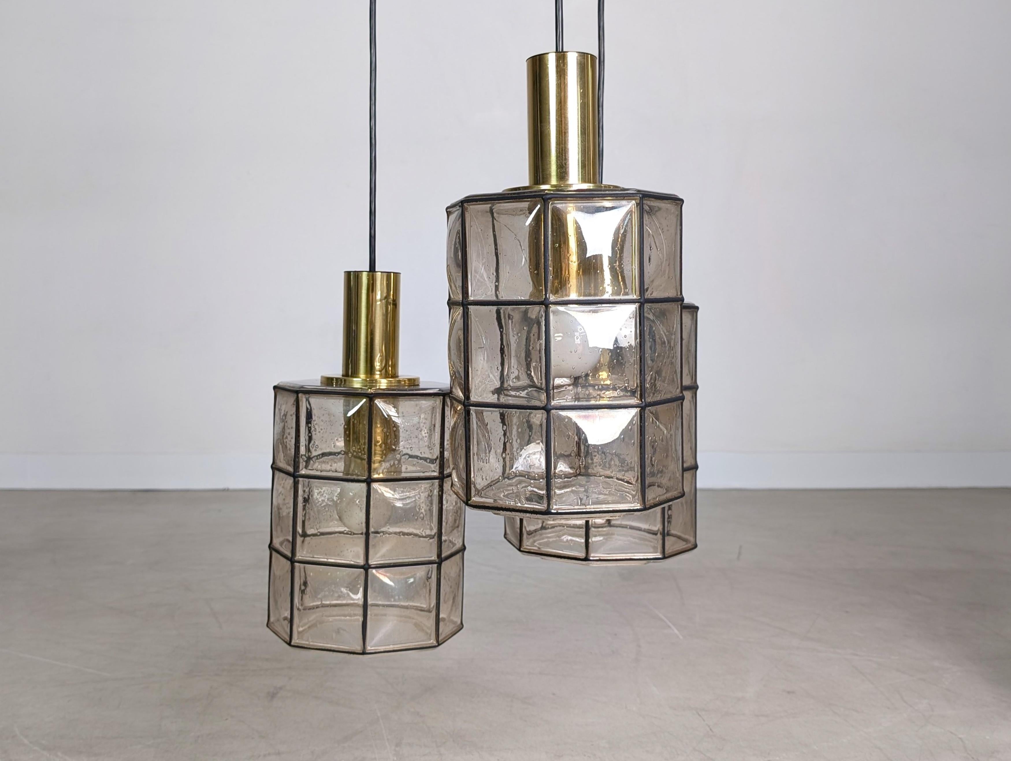 Glashütte Limburg Deckenleuchte Brutalistisch Lampe Glas Strahler Brutalista en venta