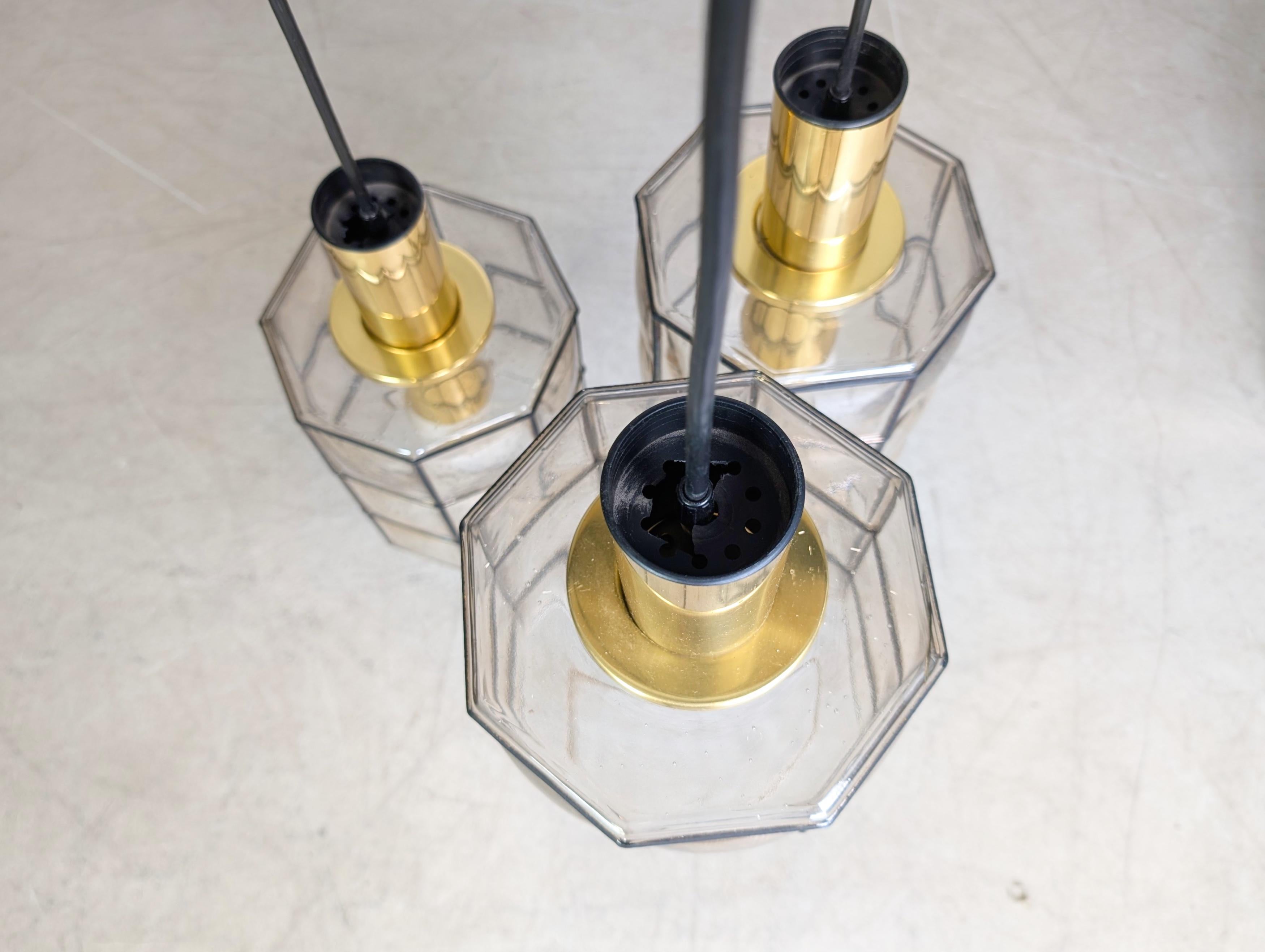 Glashütte Limburg Deckenleuchte Brutalistisch Lampe Glas Strahler mediados del siglo XX en venta