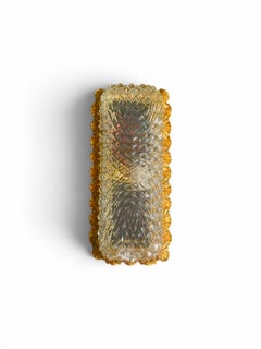 Glashütte Limburg Diamond-Cut Crystal & Gilt Bronze Sconces, W Germany, c.1960
