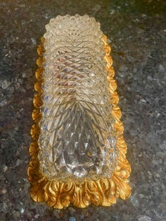 Glashütte Limburg Diamond-Cut Crystal & Gilt Bronze Sconces, W Germany, c.1960