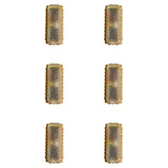 Glashütte Limburg Diamond-Cut Crystal & Gilt Bronze Sconces, W Germany, c.1960