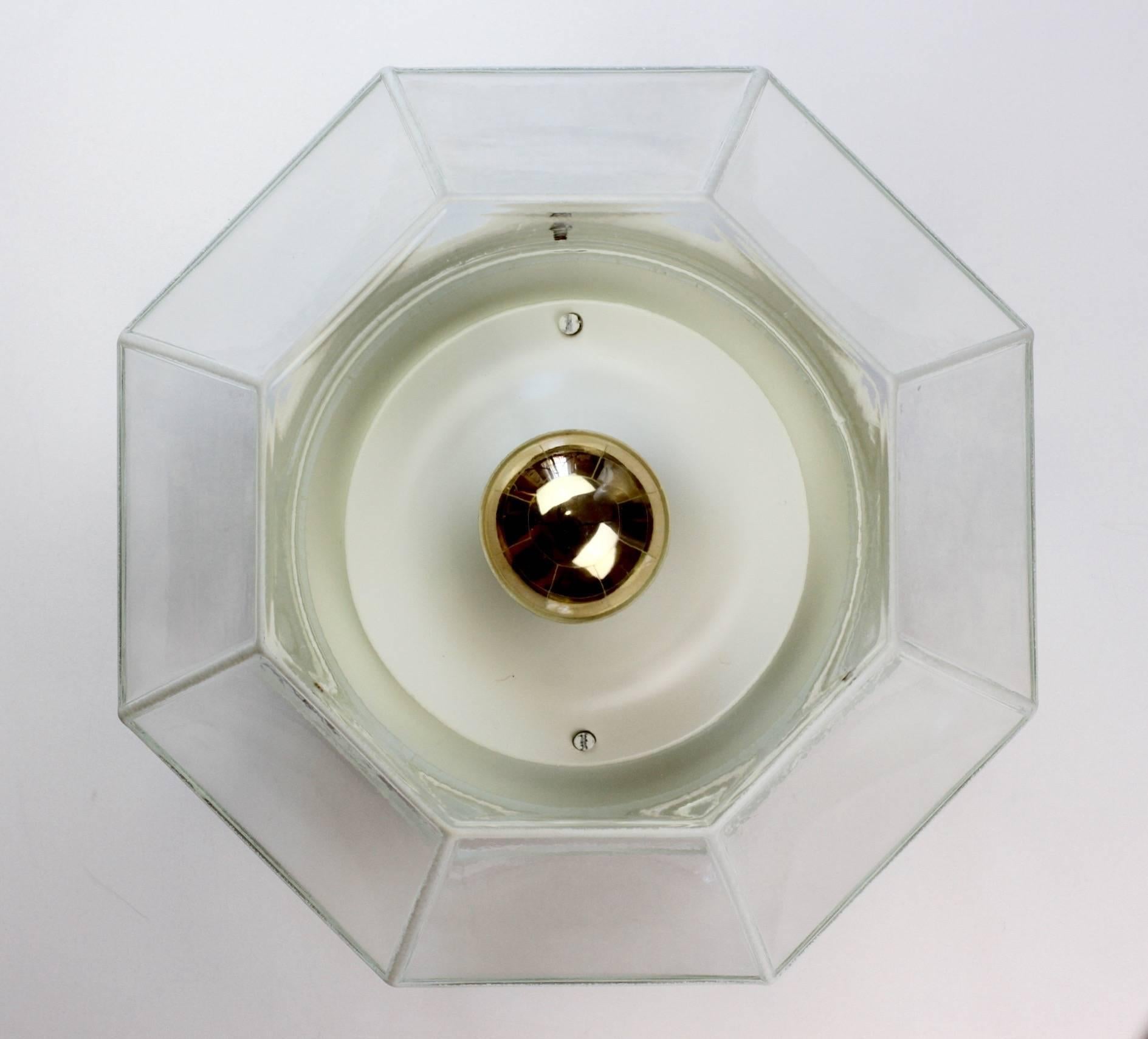 Metallo Glashütte Limburg Lampade geometriche ad incasso / Lampade in vetro bianco e trasparente 1970s in vendita