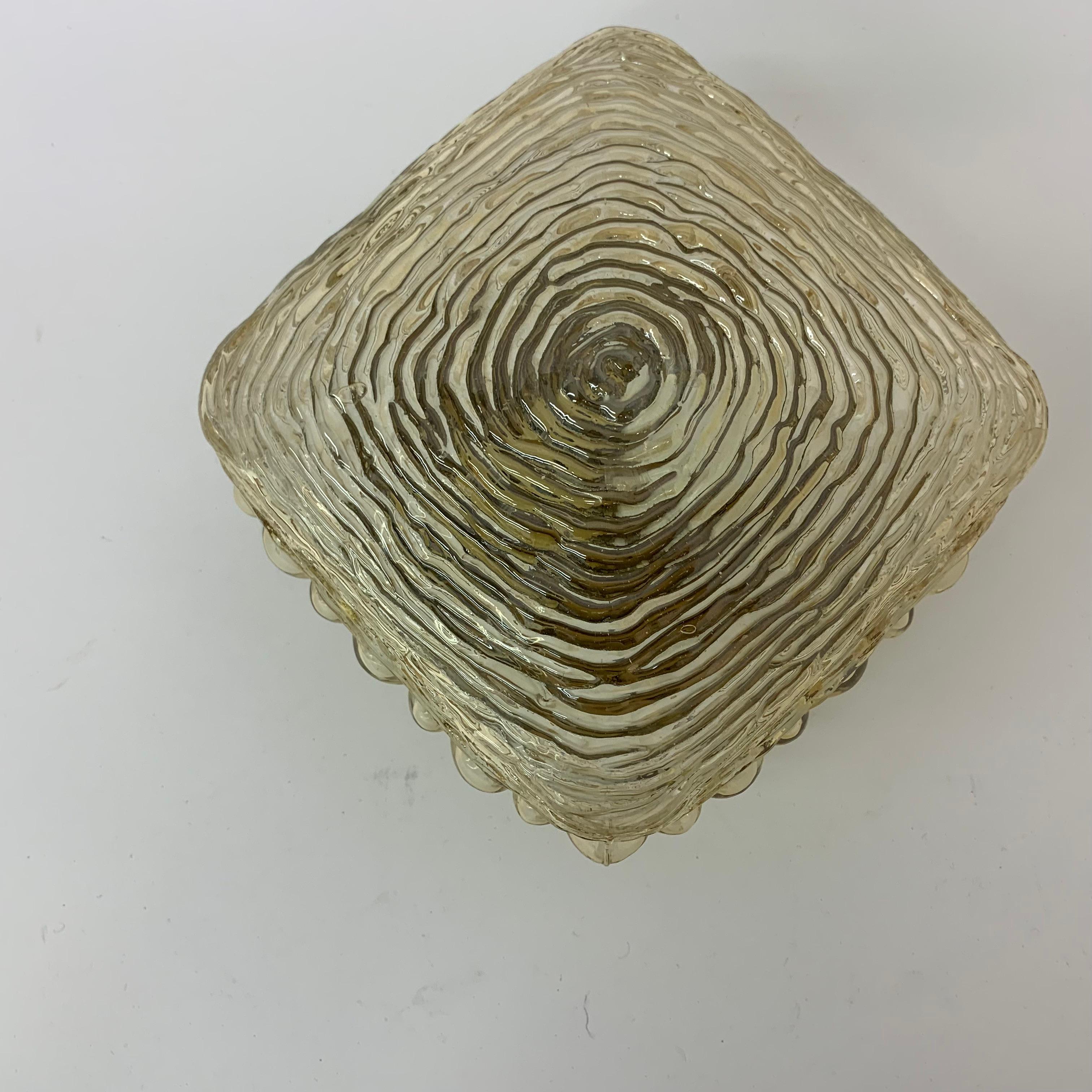 Lámpara de techo / pared de cristal Glashutte Limburg, años 70 Moderno de mediados de siglo en venta